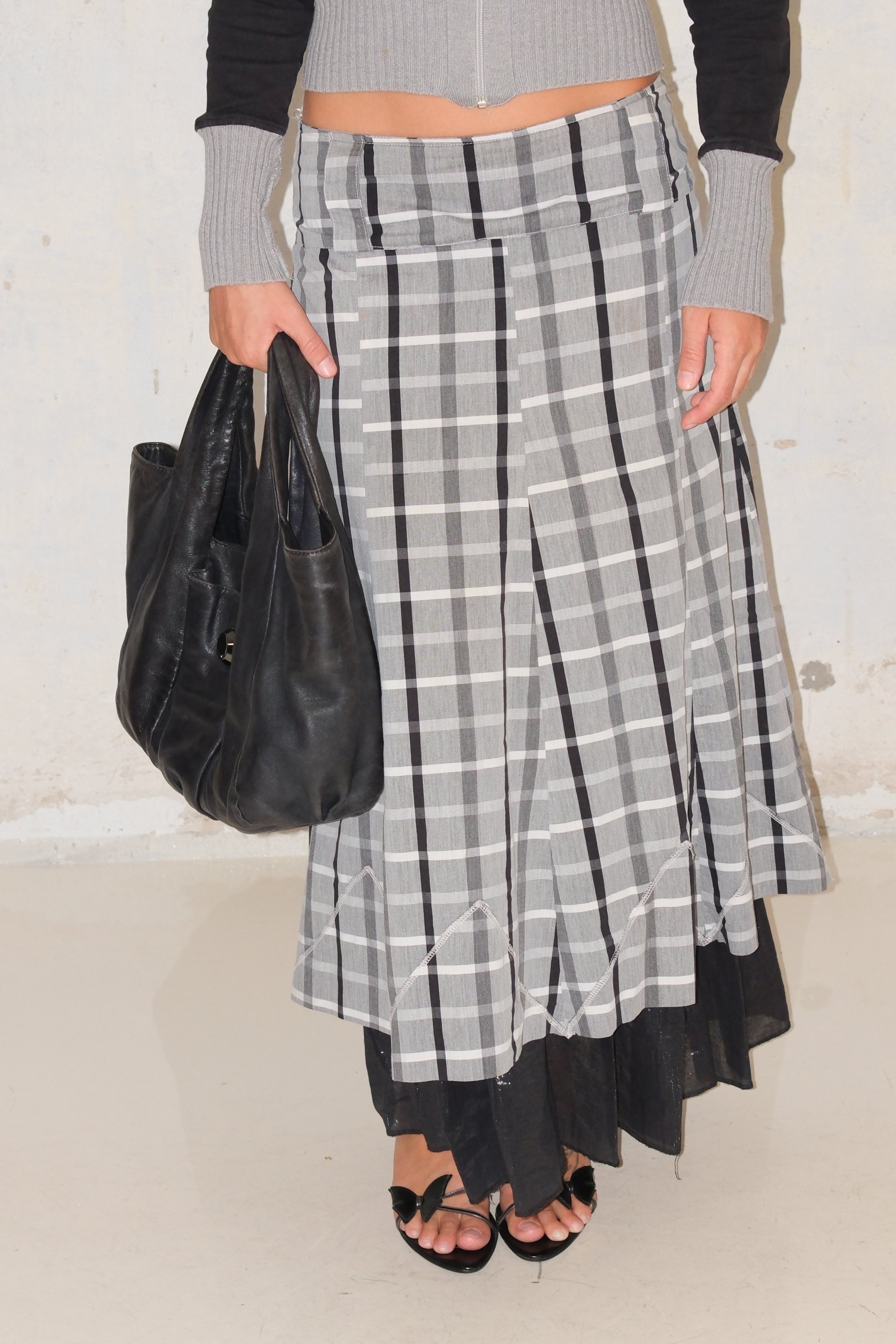 Long Plaid Skirt With Layers