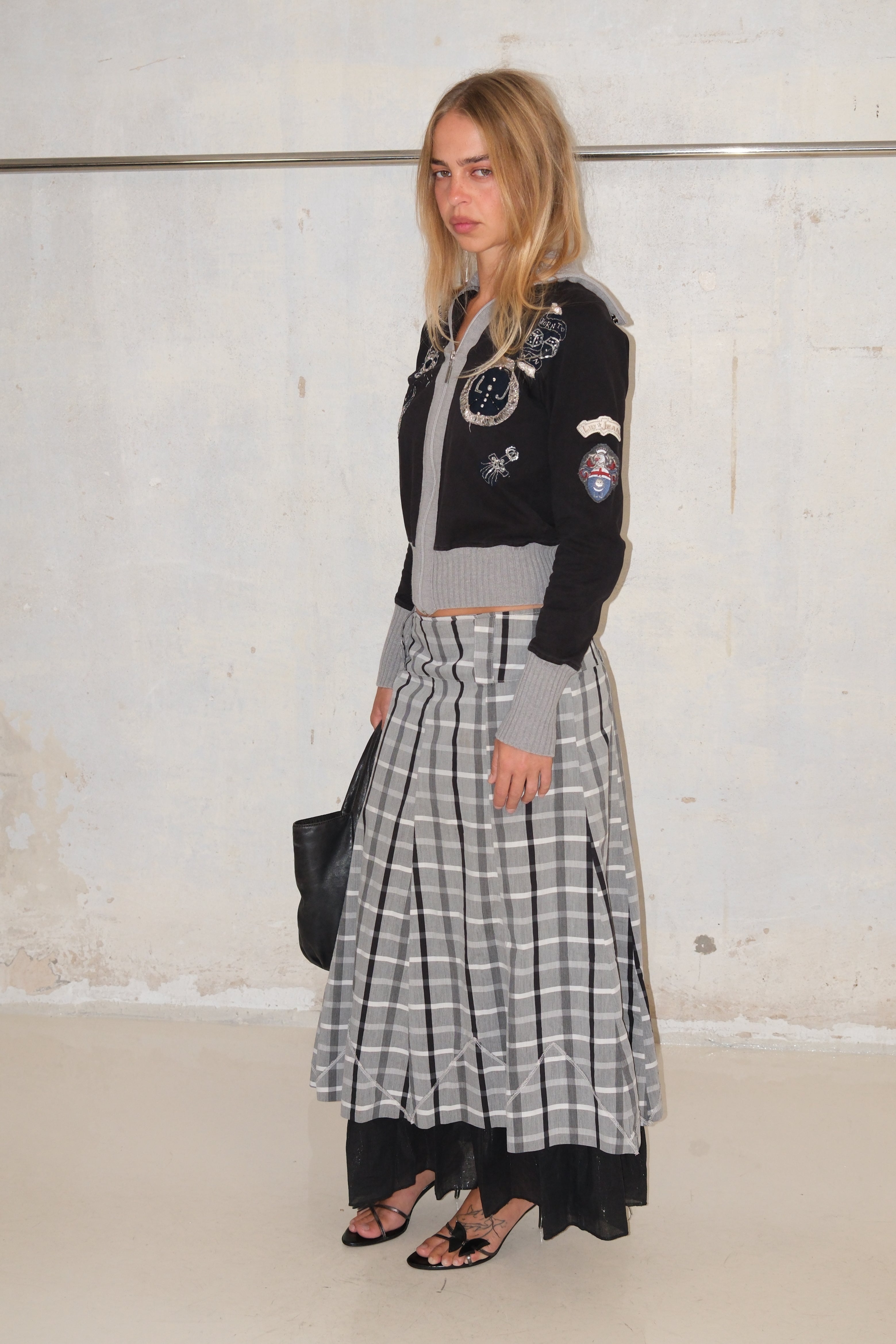 Long Plaid Skirt With Layers