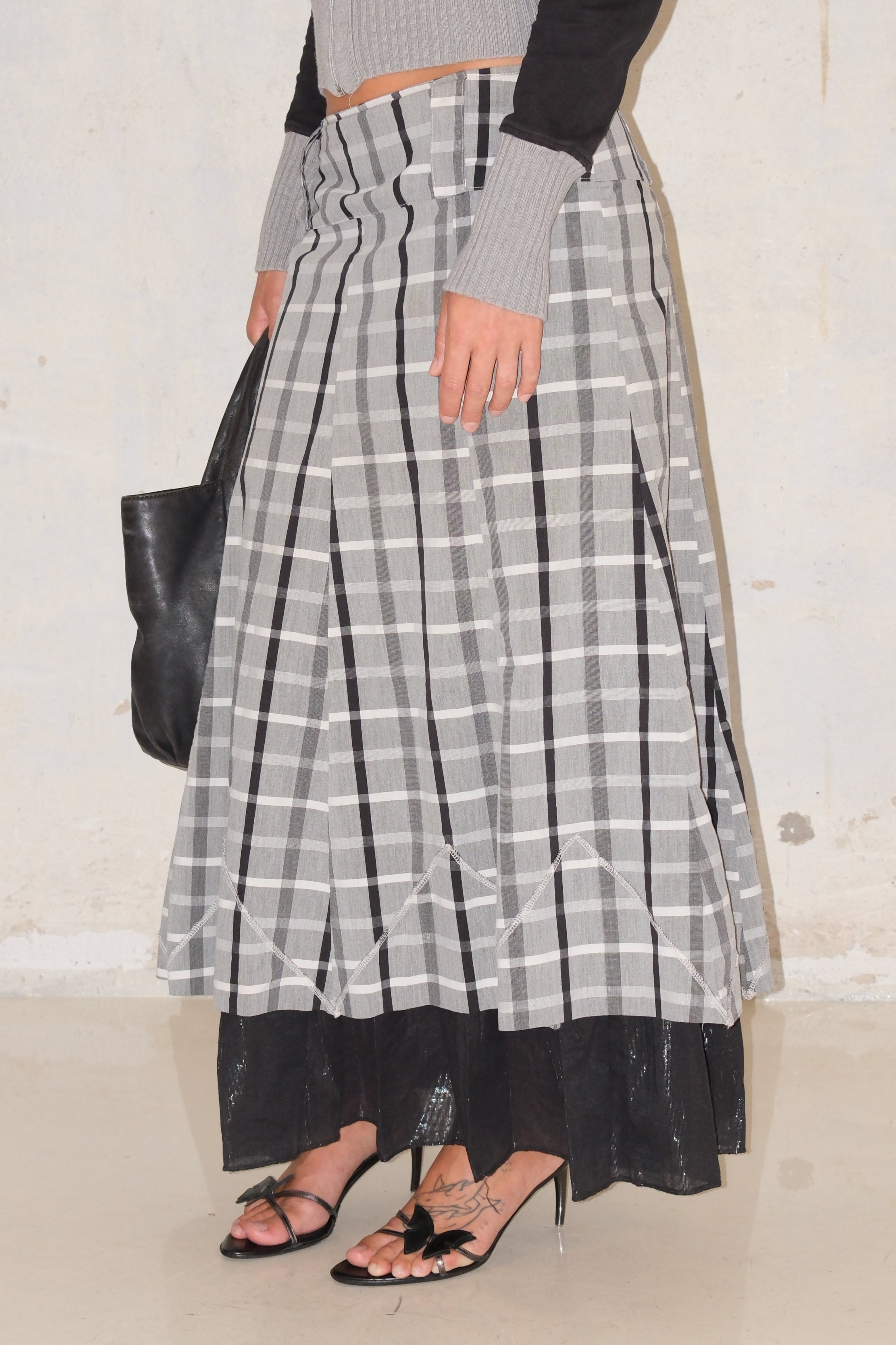Long Plaid Skirt With Layers