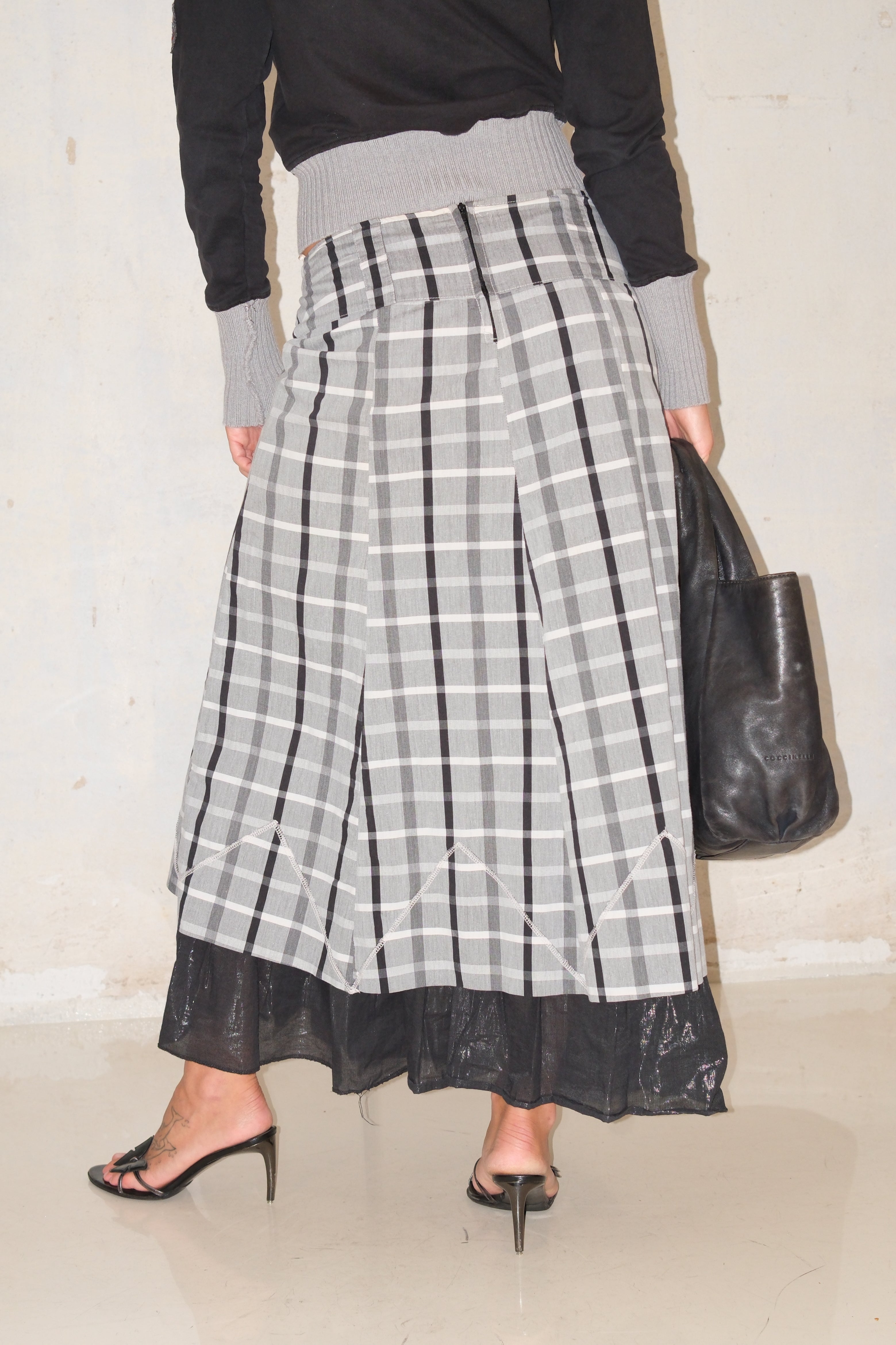 Long Plaid Skirt With Layers