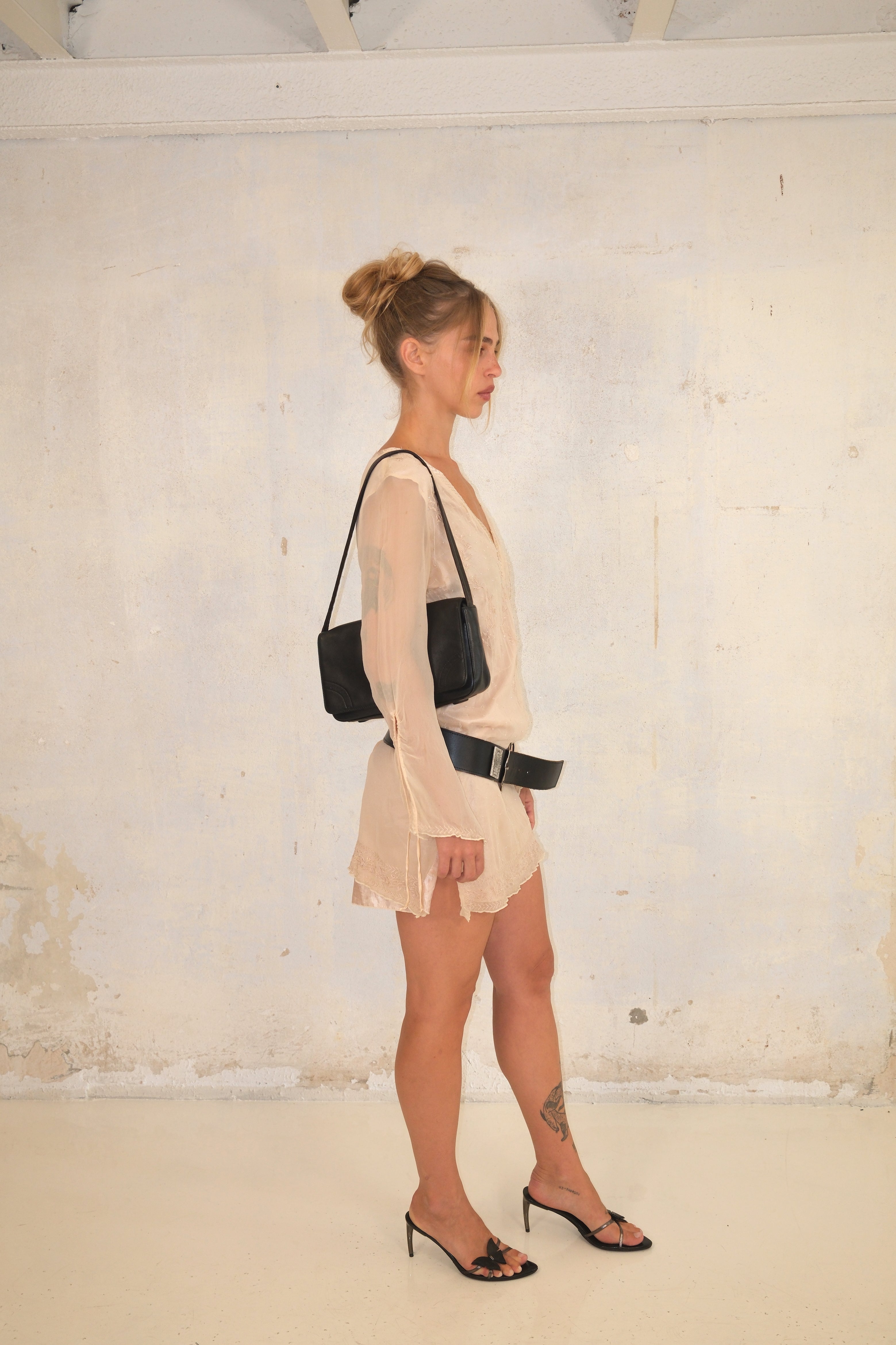 Italian Cream Boho Dress With Embellishments