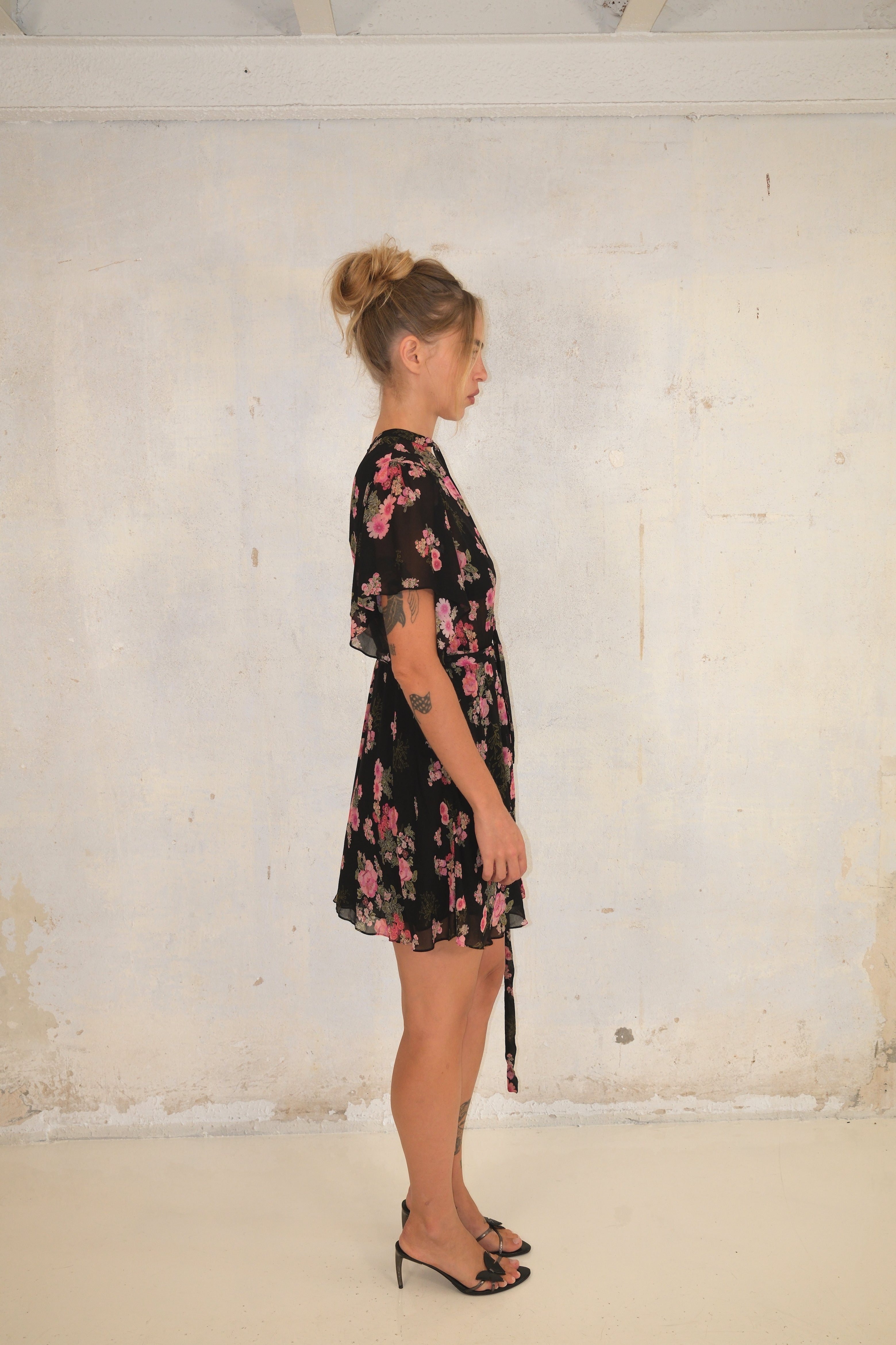Floral Mini Dress With Ties