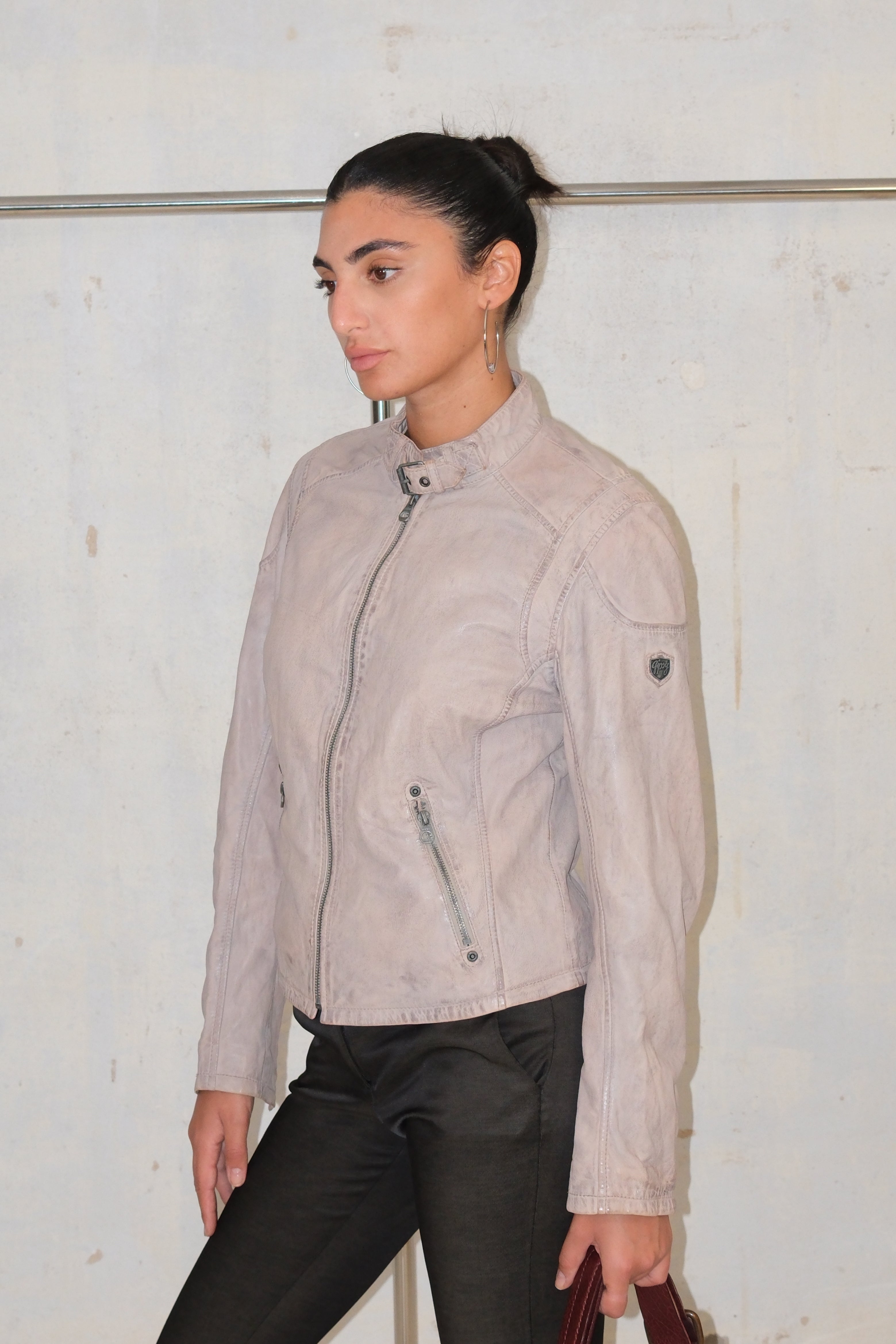 Distressed Lilac Leather Jacket