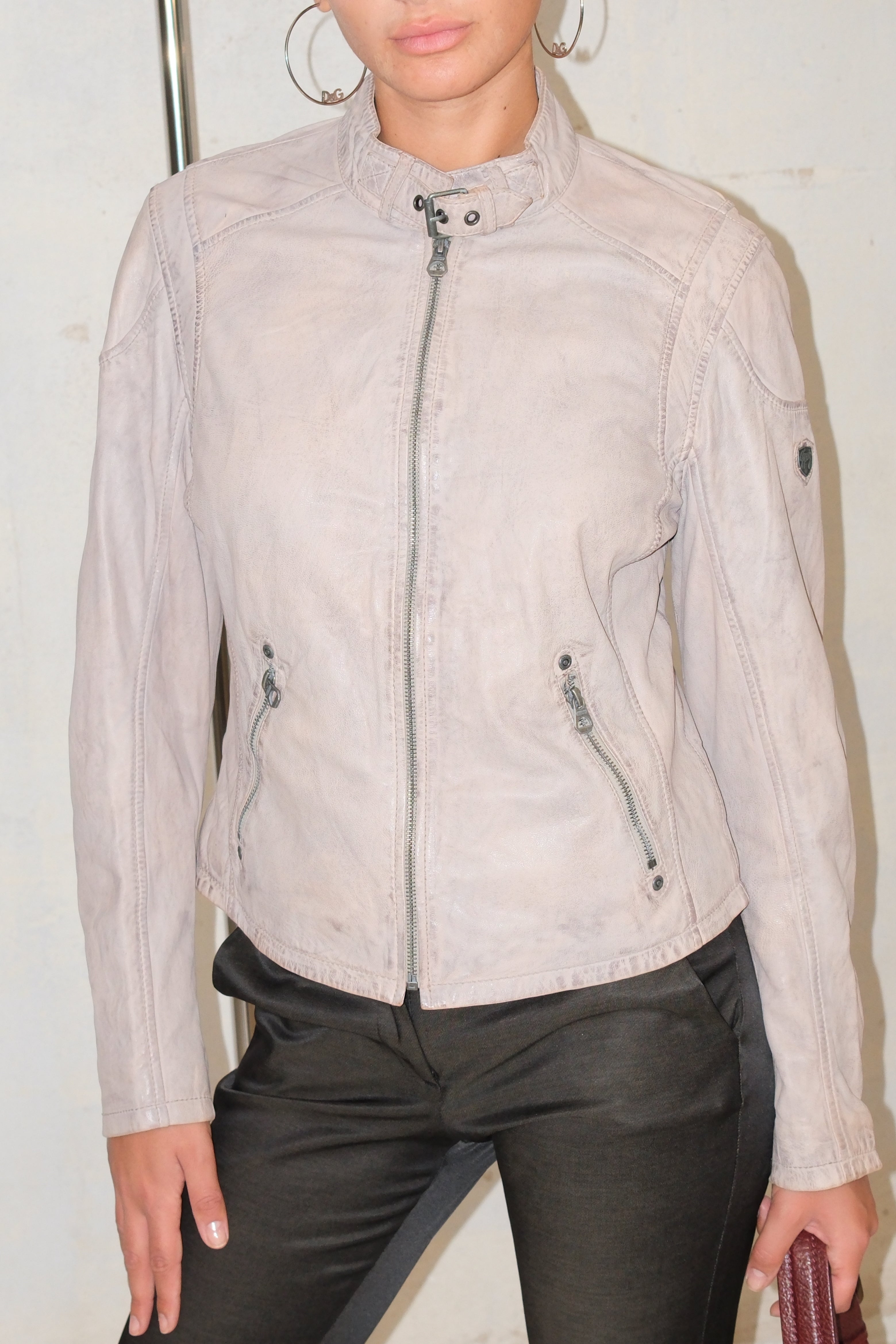 Distressed Lilac Leather Jacket