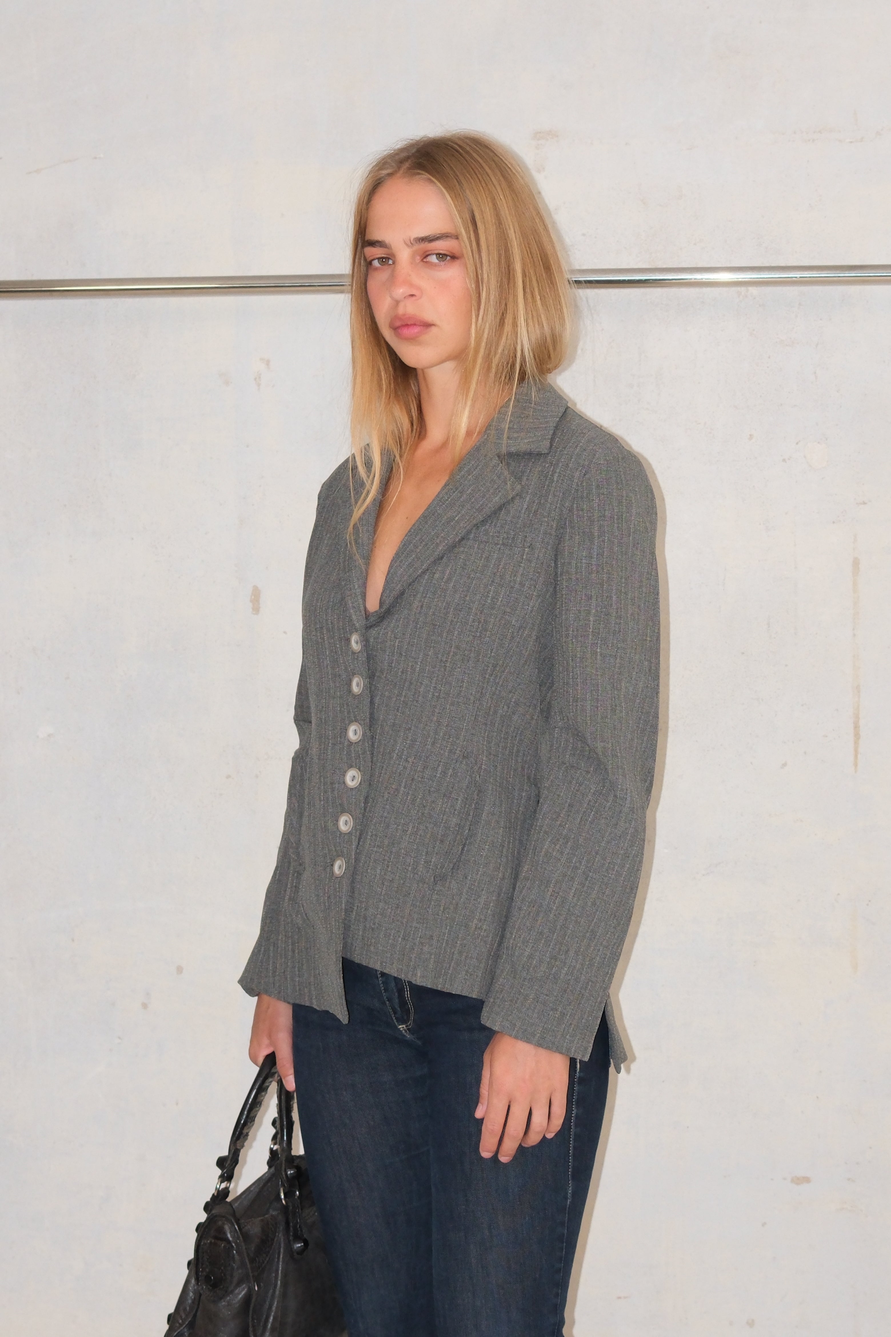 Asymmetric Striped Button-Up Shirt