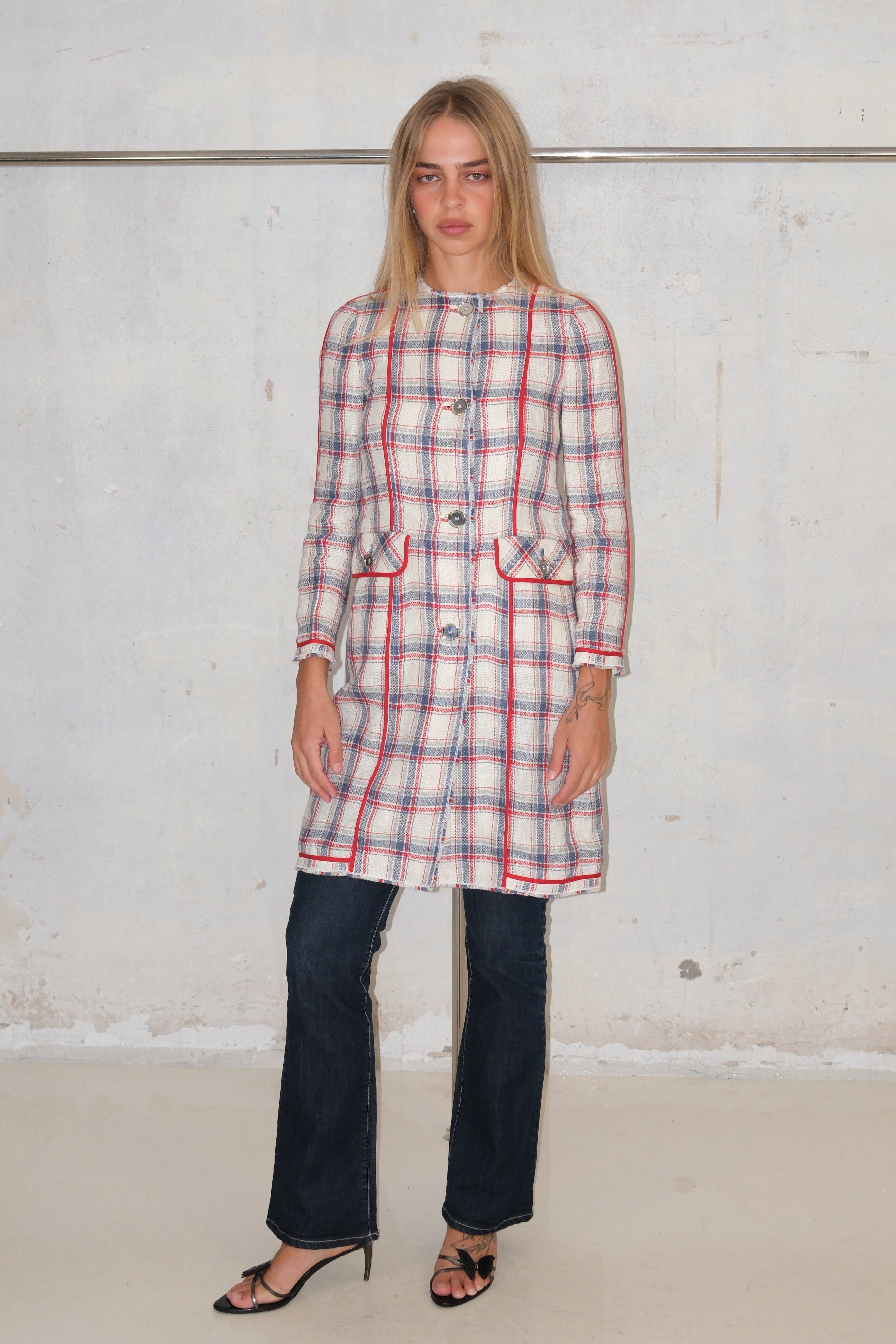 D&G LINEN CHECK COAT