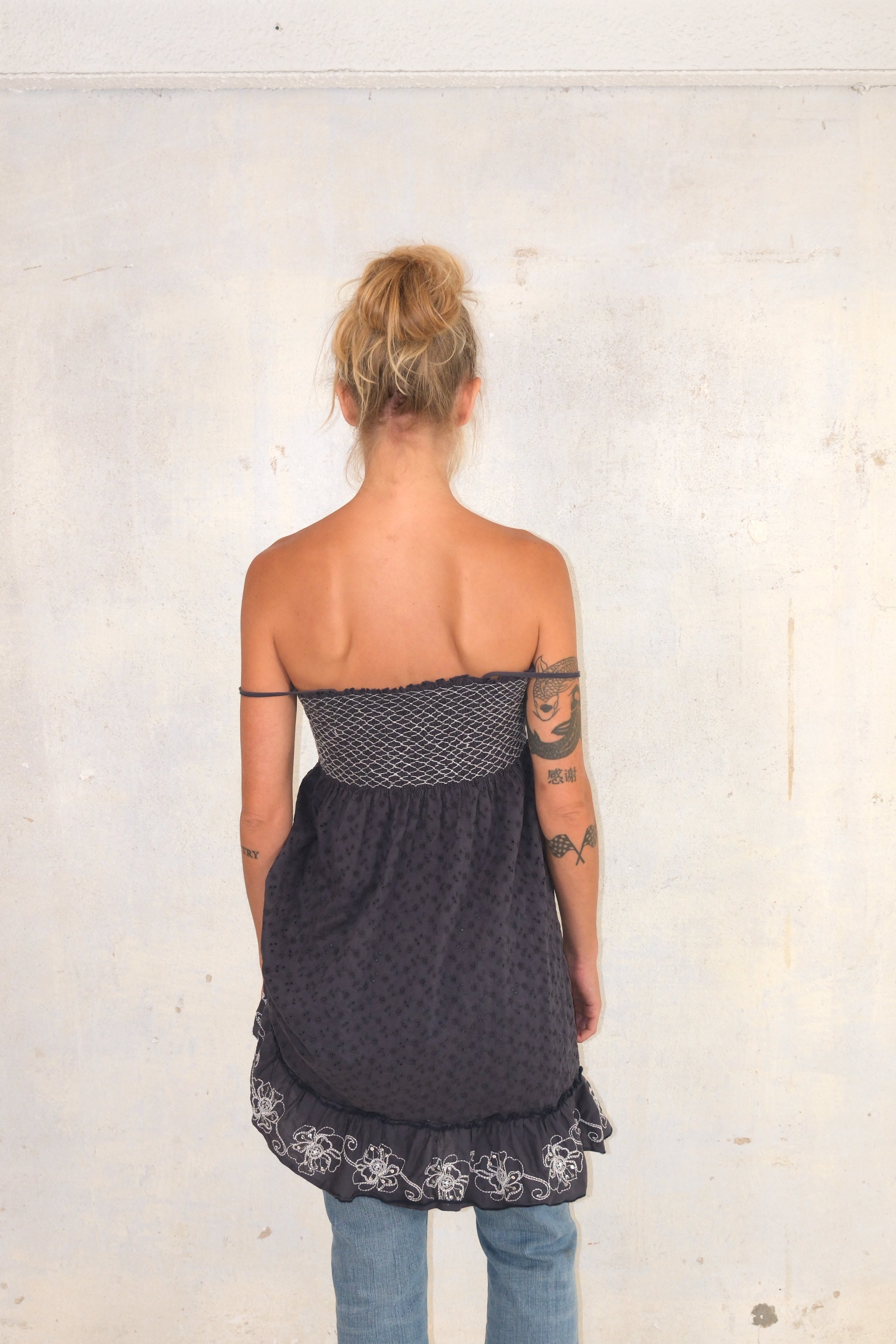 Blue Spaghetti Strap Dress With Print