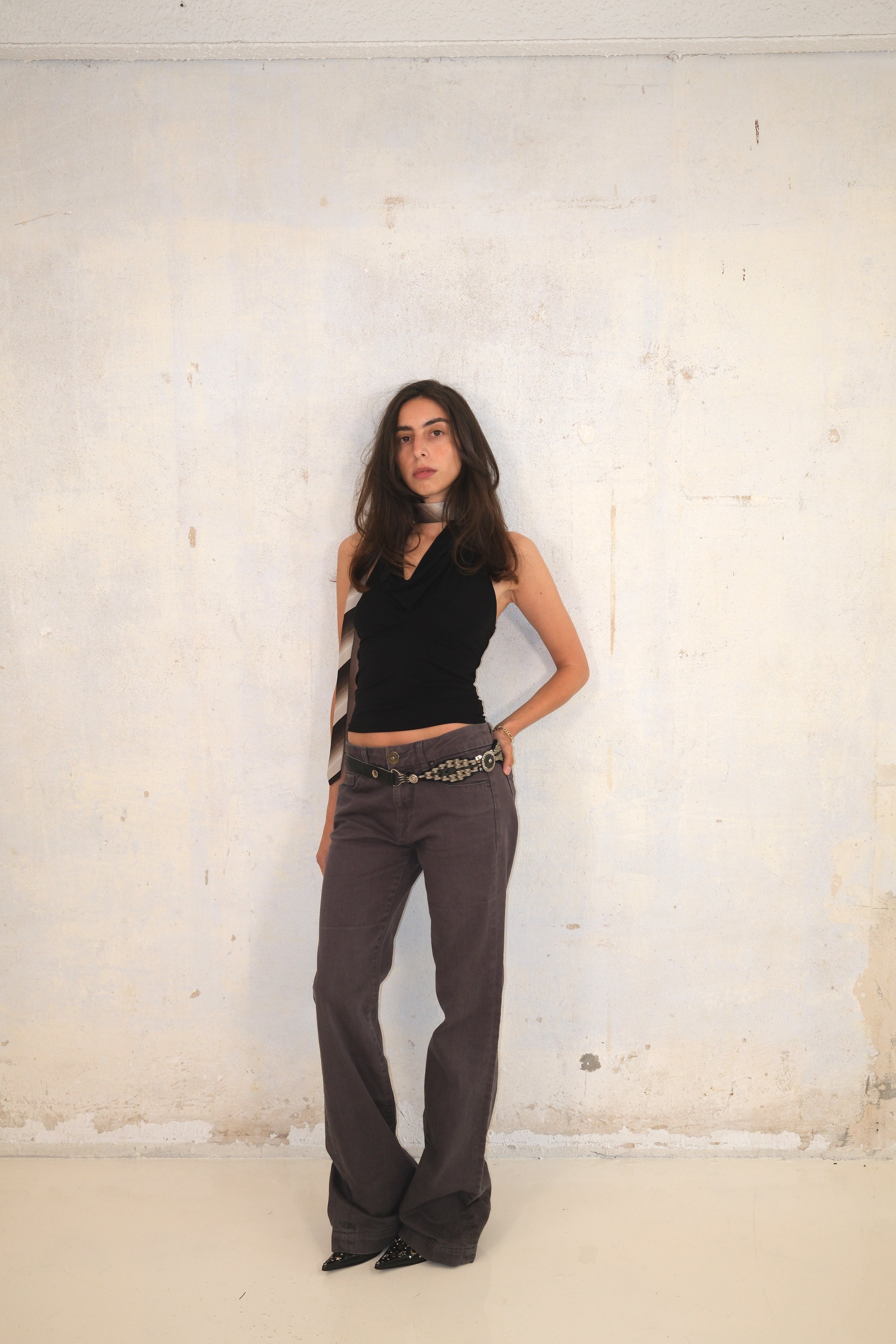 Low-Rise Grey Long Pants Size 36