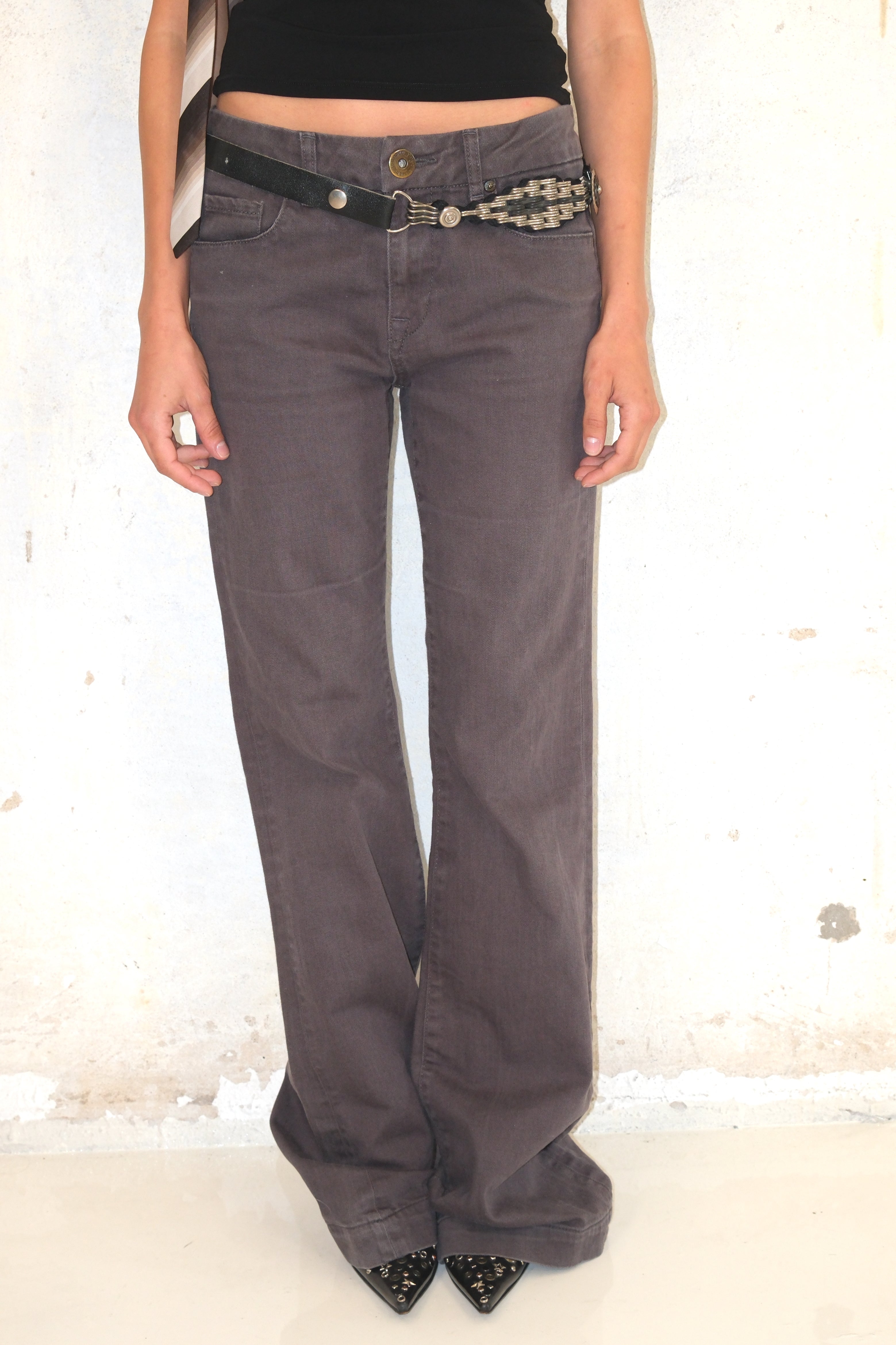 Low-Rise Grey Long Pants Size 36