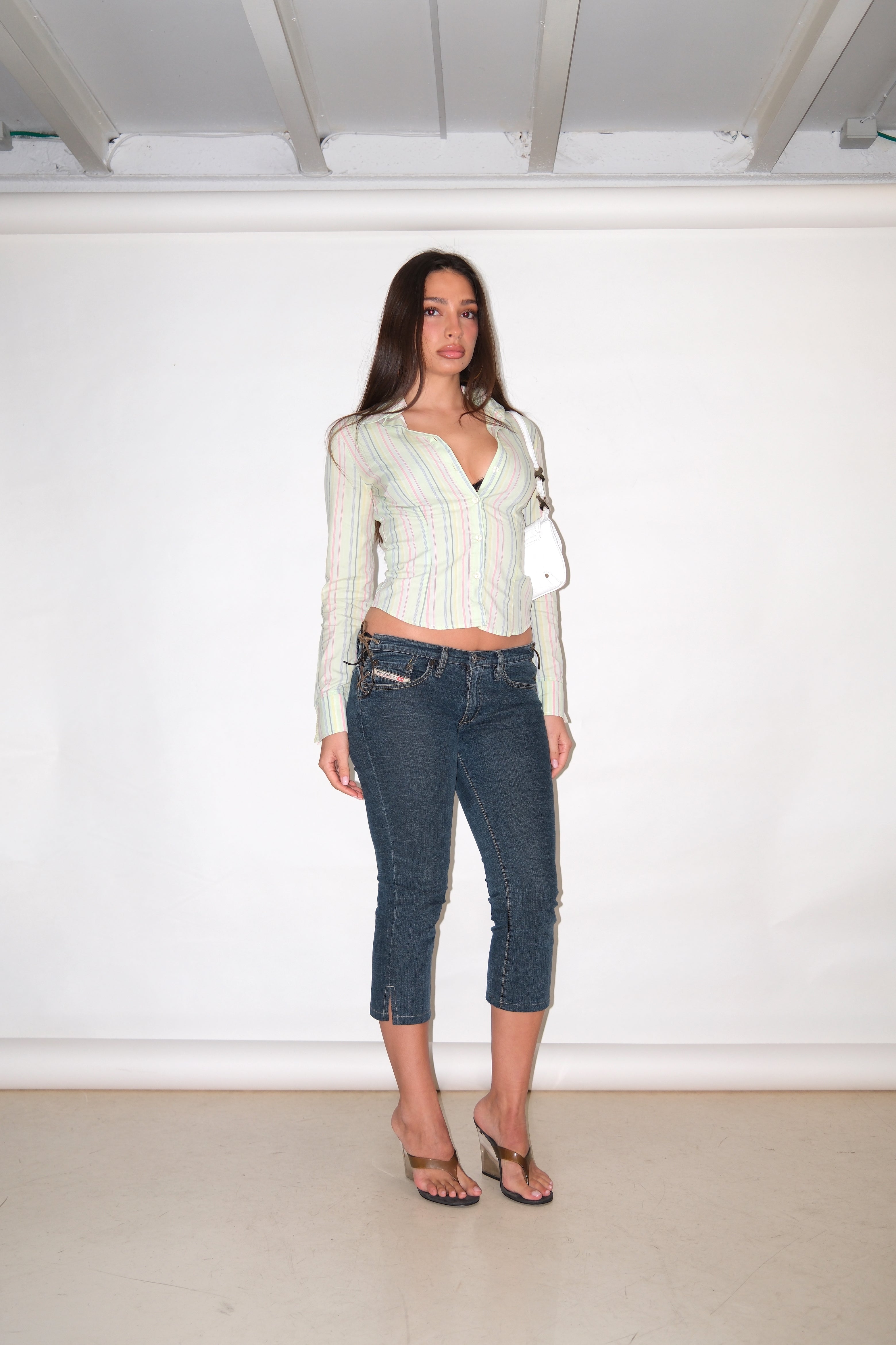 ITALIAN SOFT GREEN STRIPED TOP