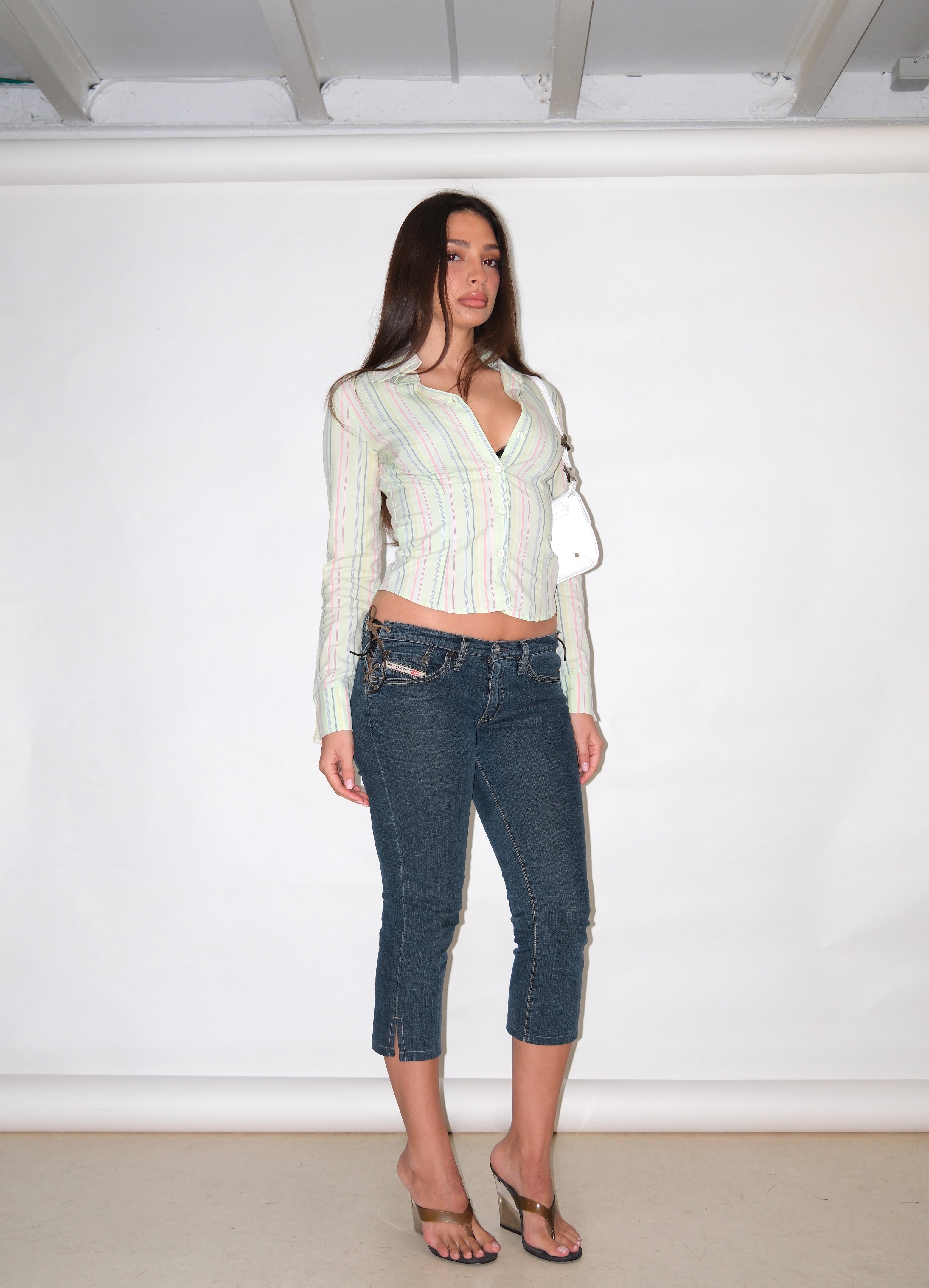 ITALIAN SOFT GREEN STRIPED TOP