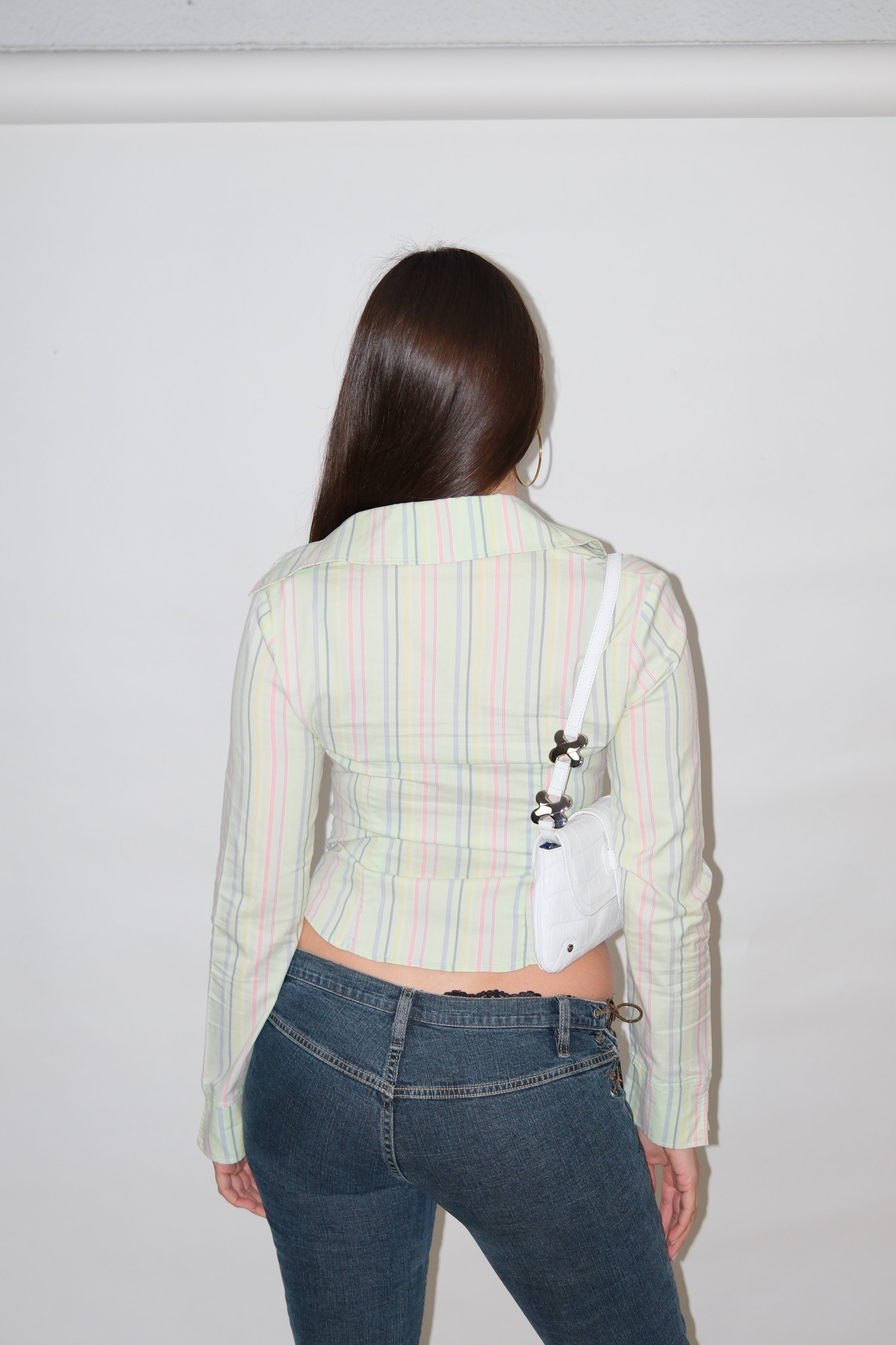 ITALIAN SOFT GREEN STRIPED TOP