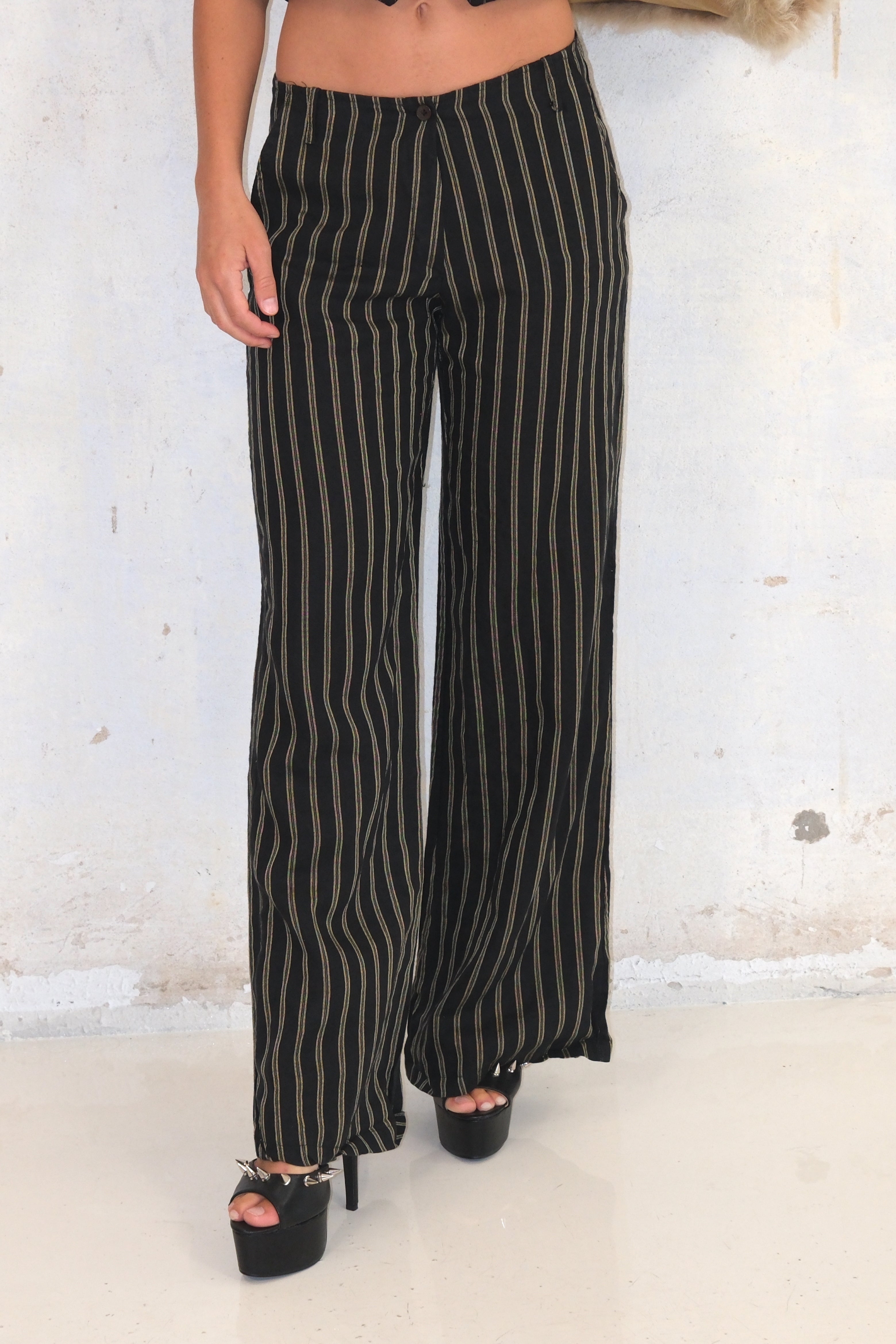 Striped Mid-Rise Long Pants Size 38