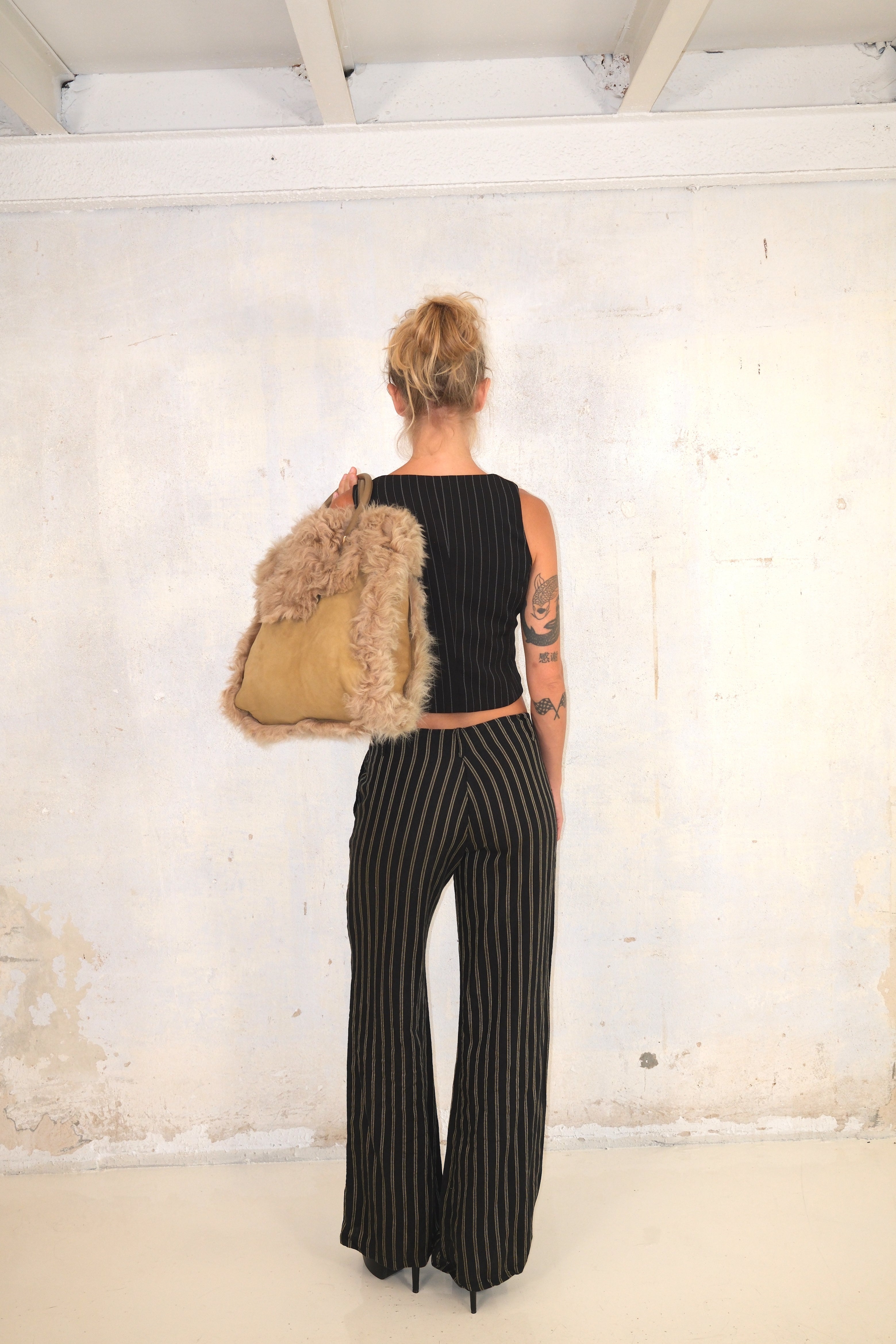 Striped Mid-Rise Long Pants Size 38