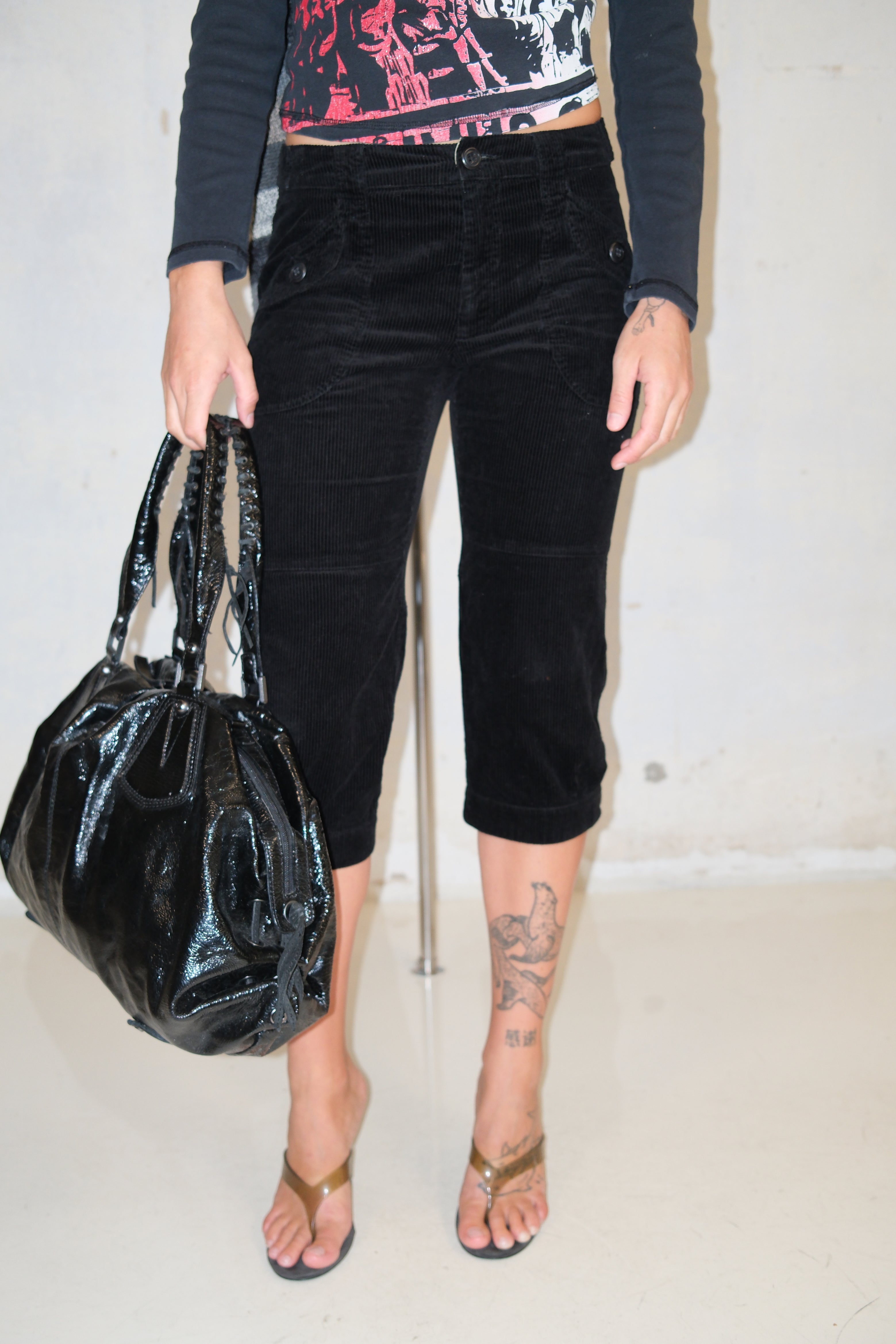 Weekend By Max Mara Corduroy Capri Low-Rise Pants Size 38