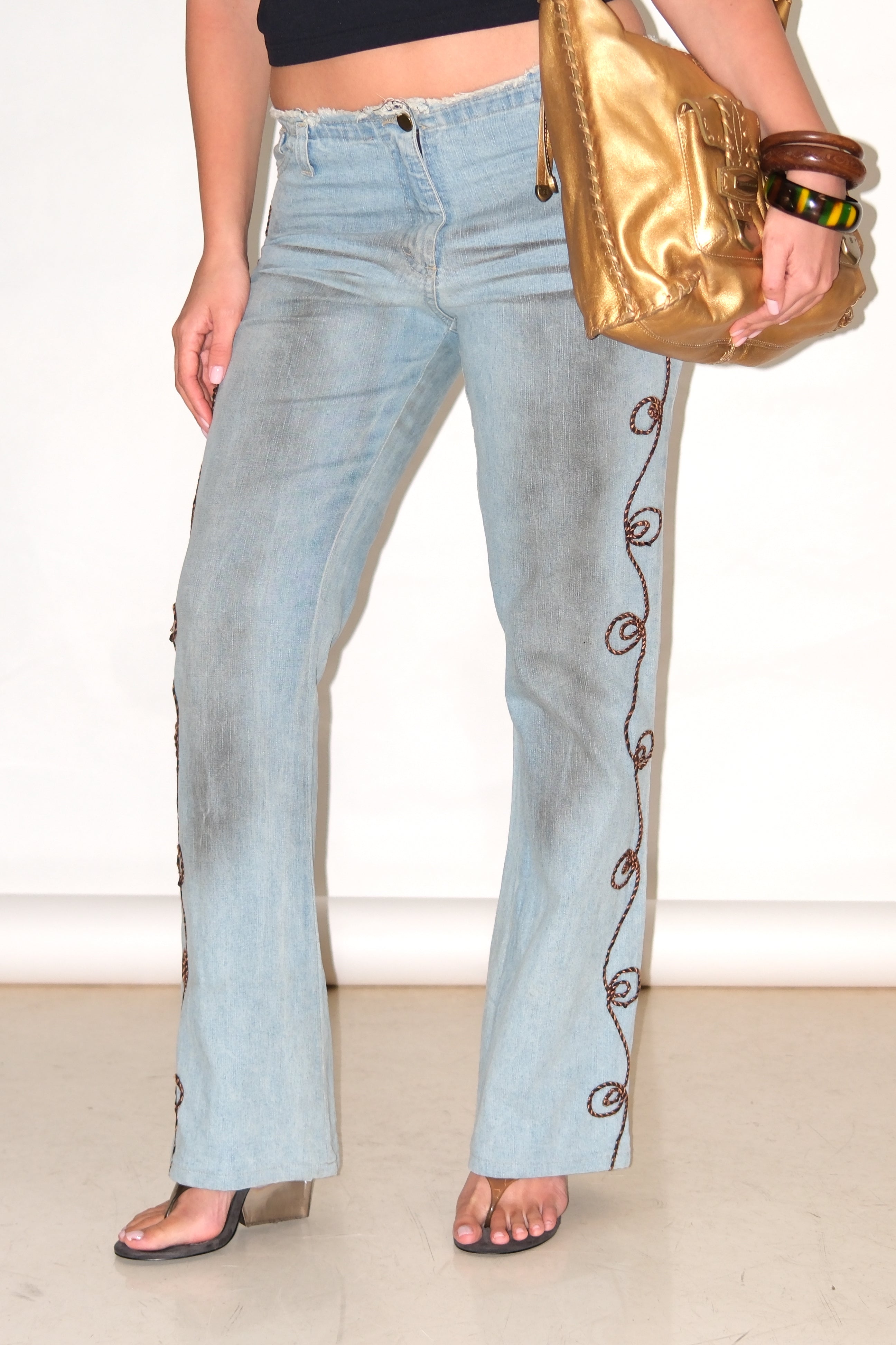 DETAILED LOW RISE JEANS SIZE 38/40