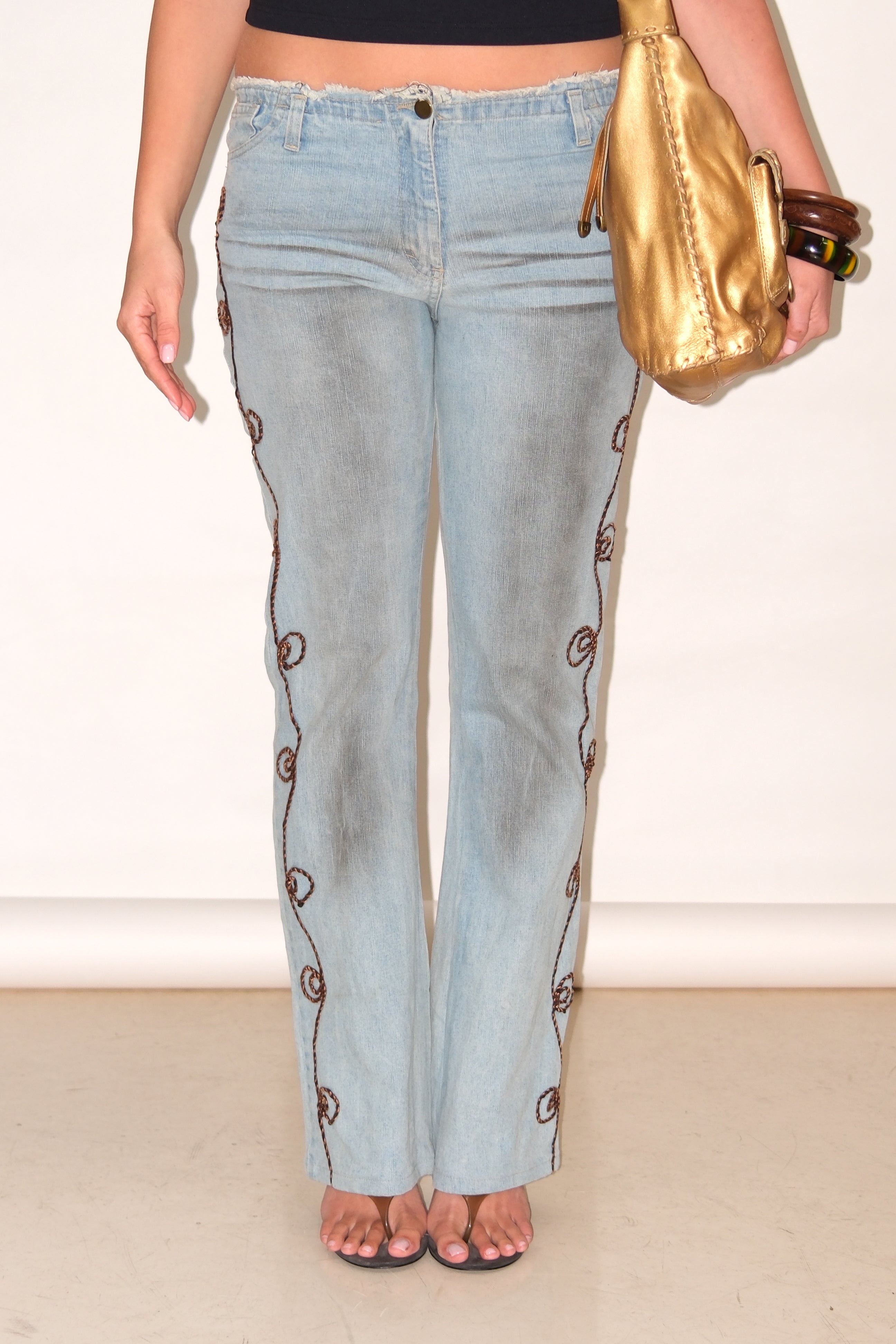 DETAILED LOW RISE JEANS SIZE 38/40