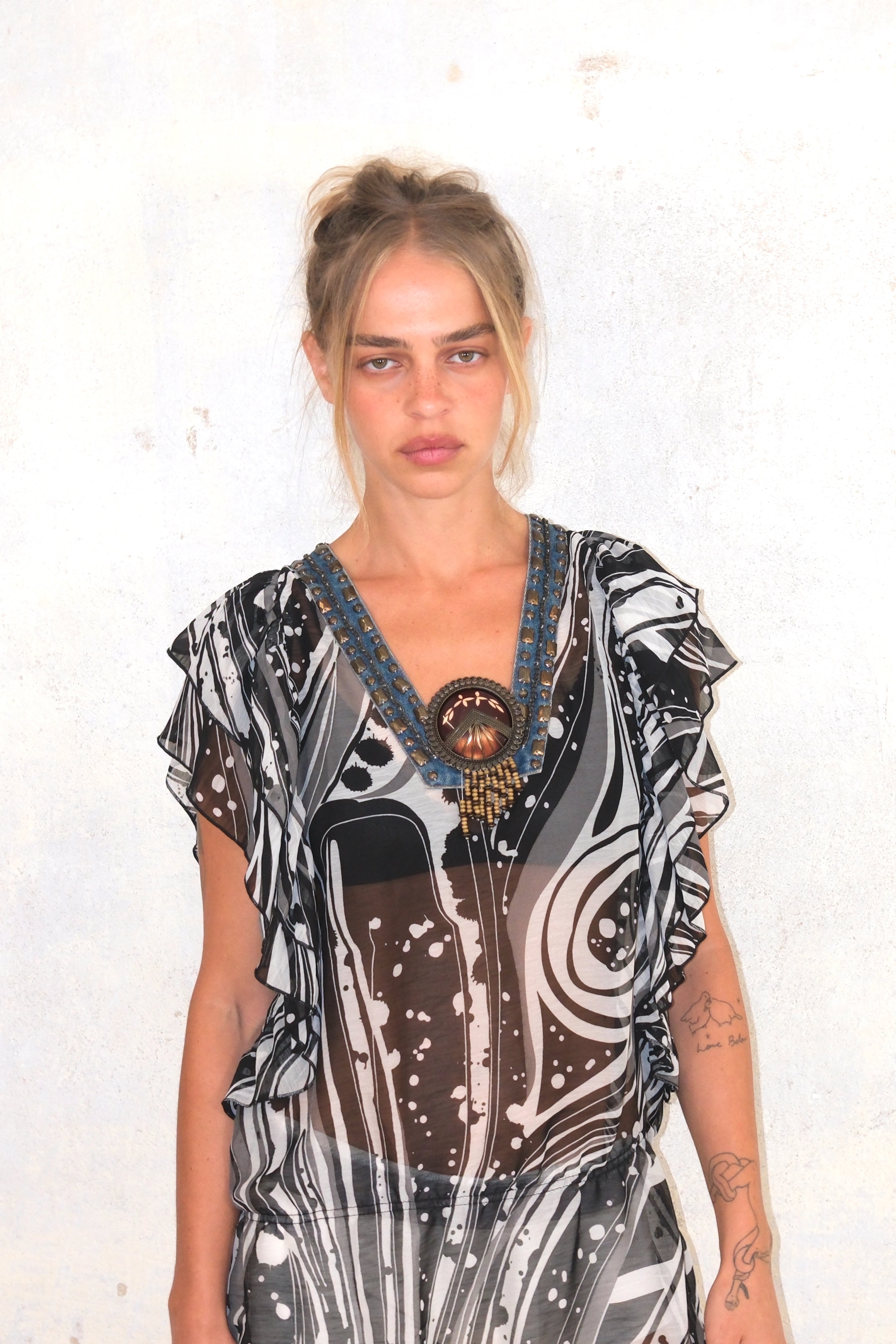 Tunic With Print And Embellishment