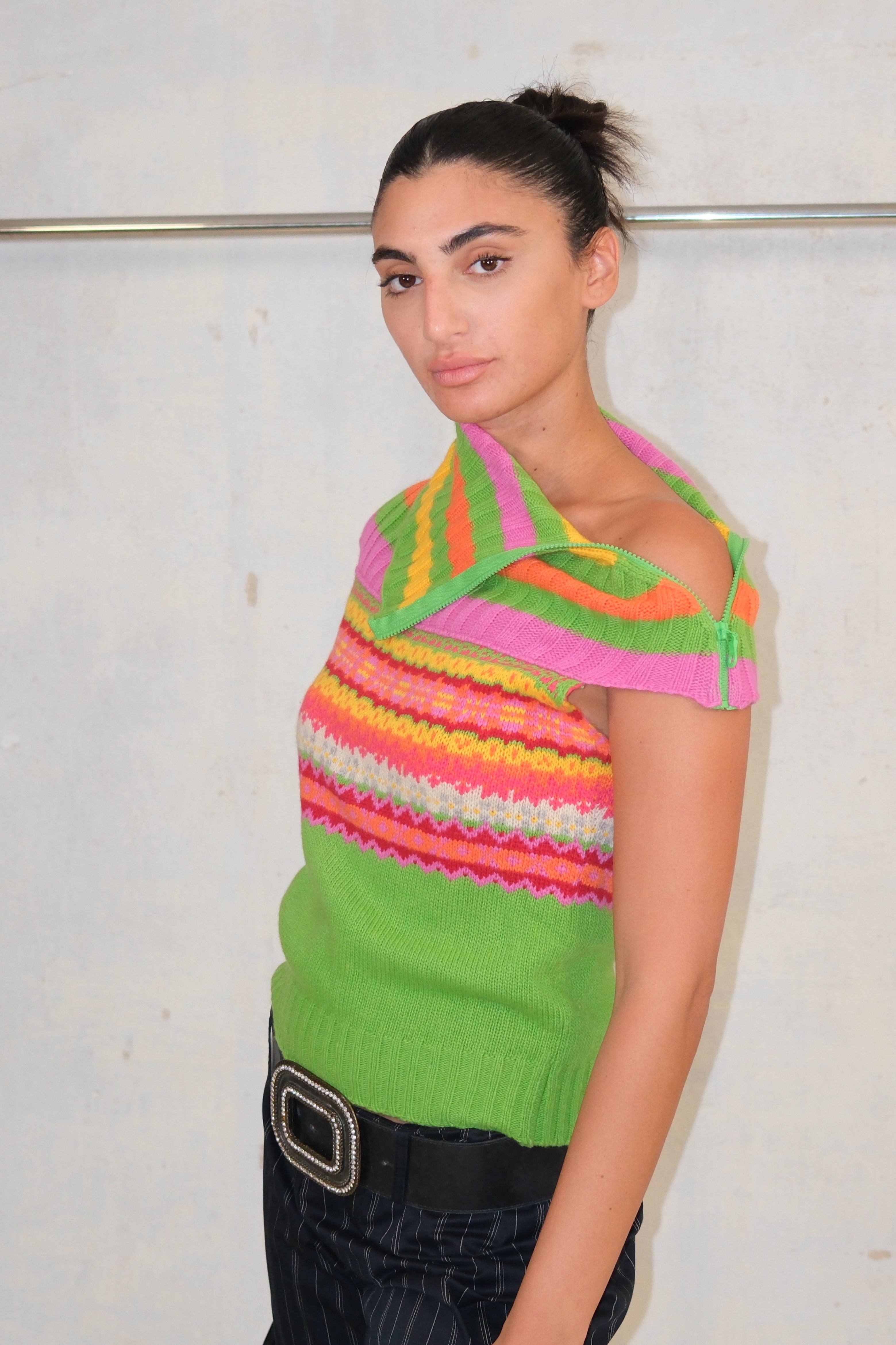 UNITED COLORS OF BENETTON COLORFUL ZIPPER TOP