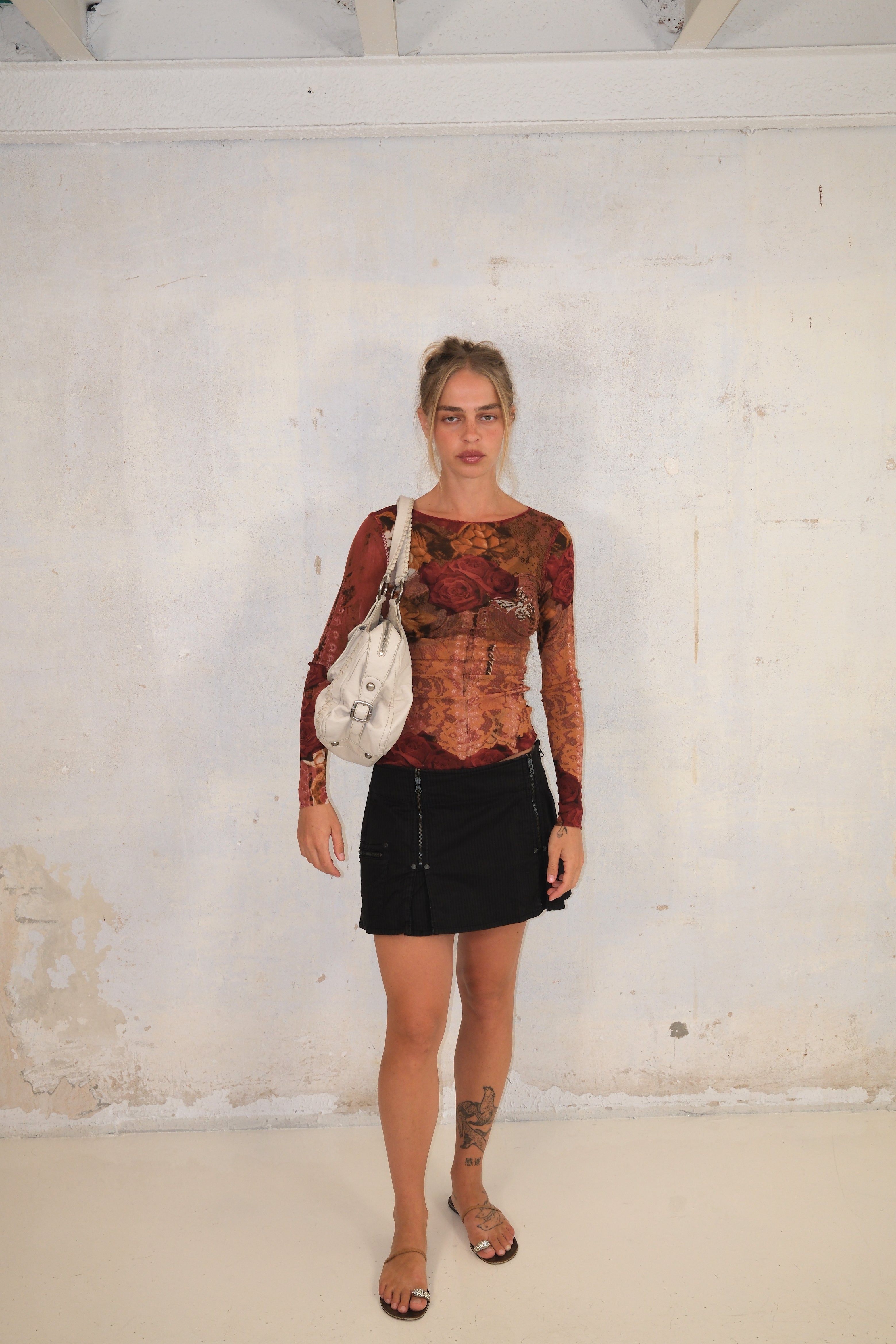 Floral Mesh Top With Special Back Detail
