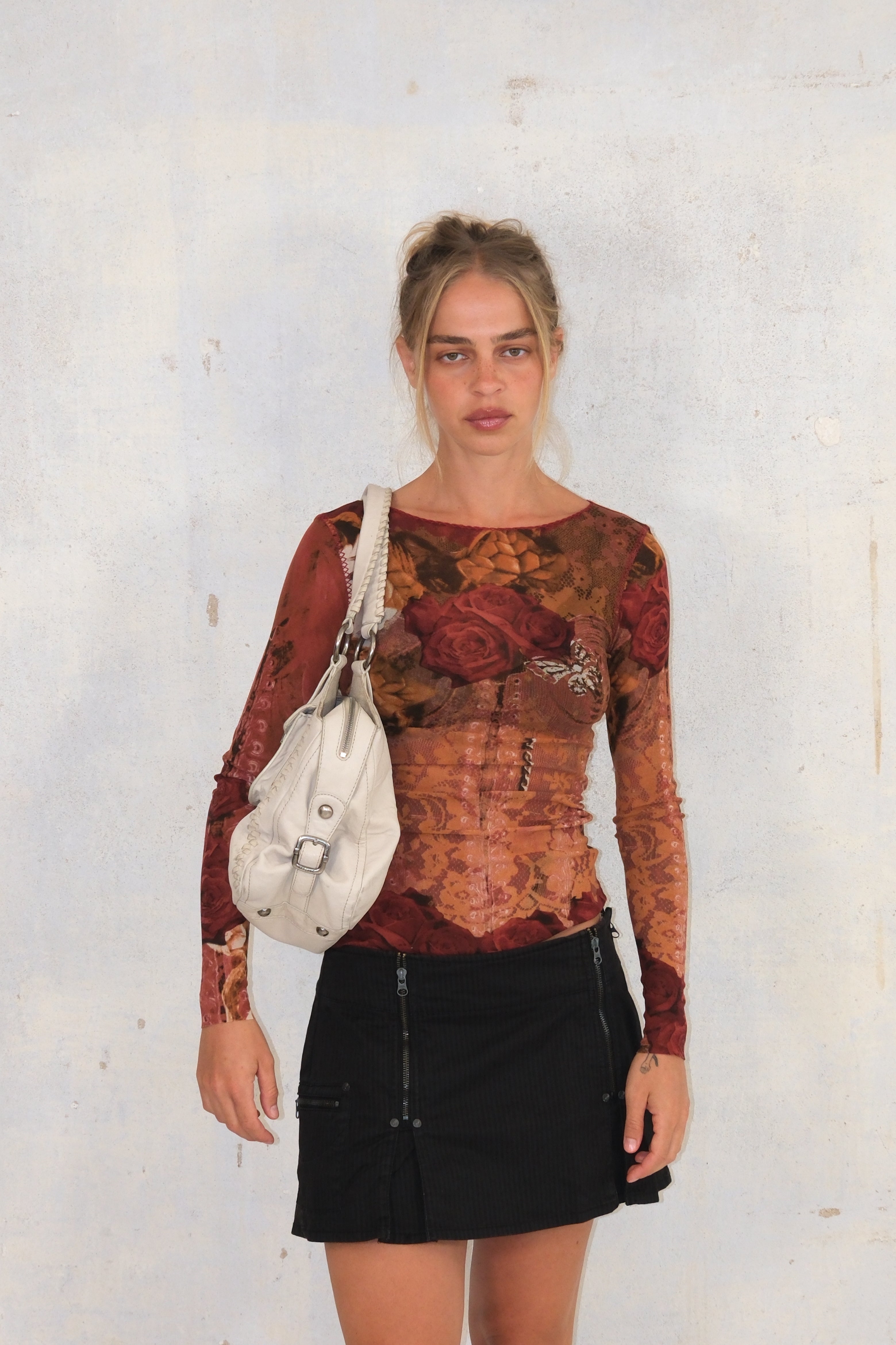 Floral Mesh Top With Special Back Detail