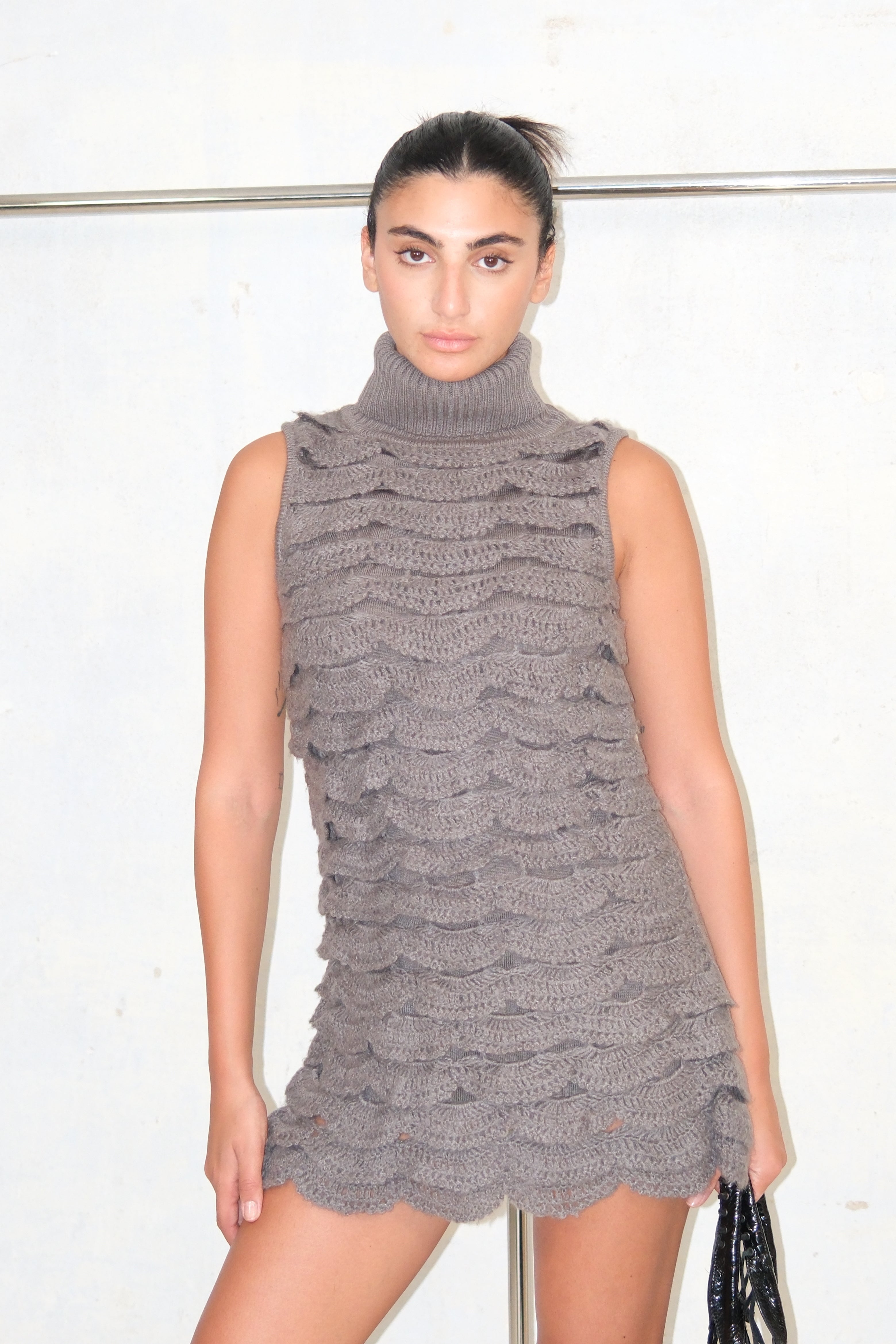 Wool Knitted Gray Mini Dress