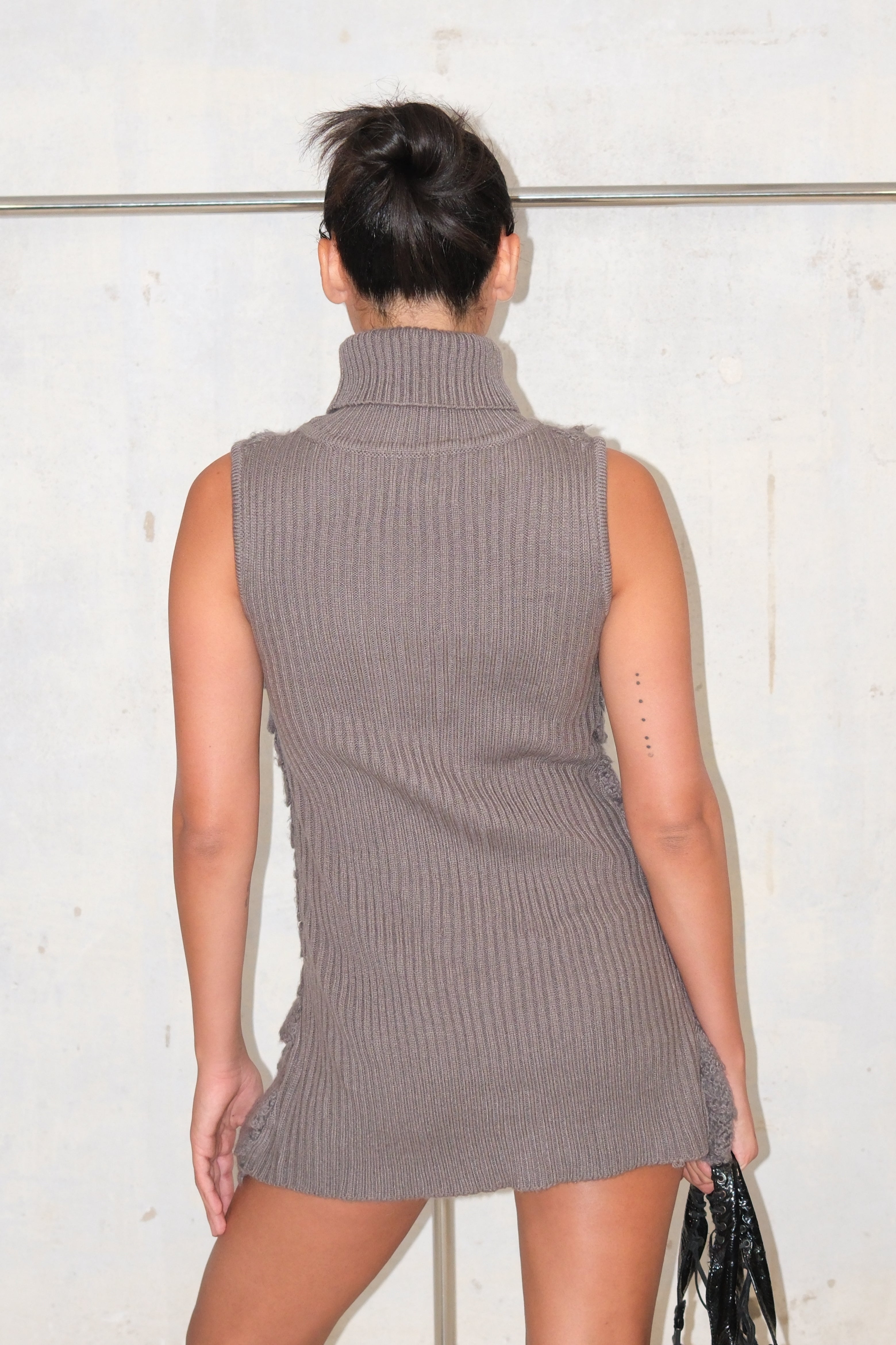 Wool Knitted Gray Mini Dress