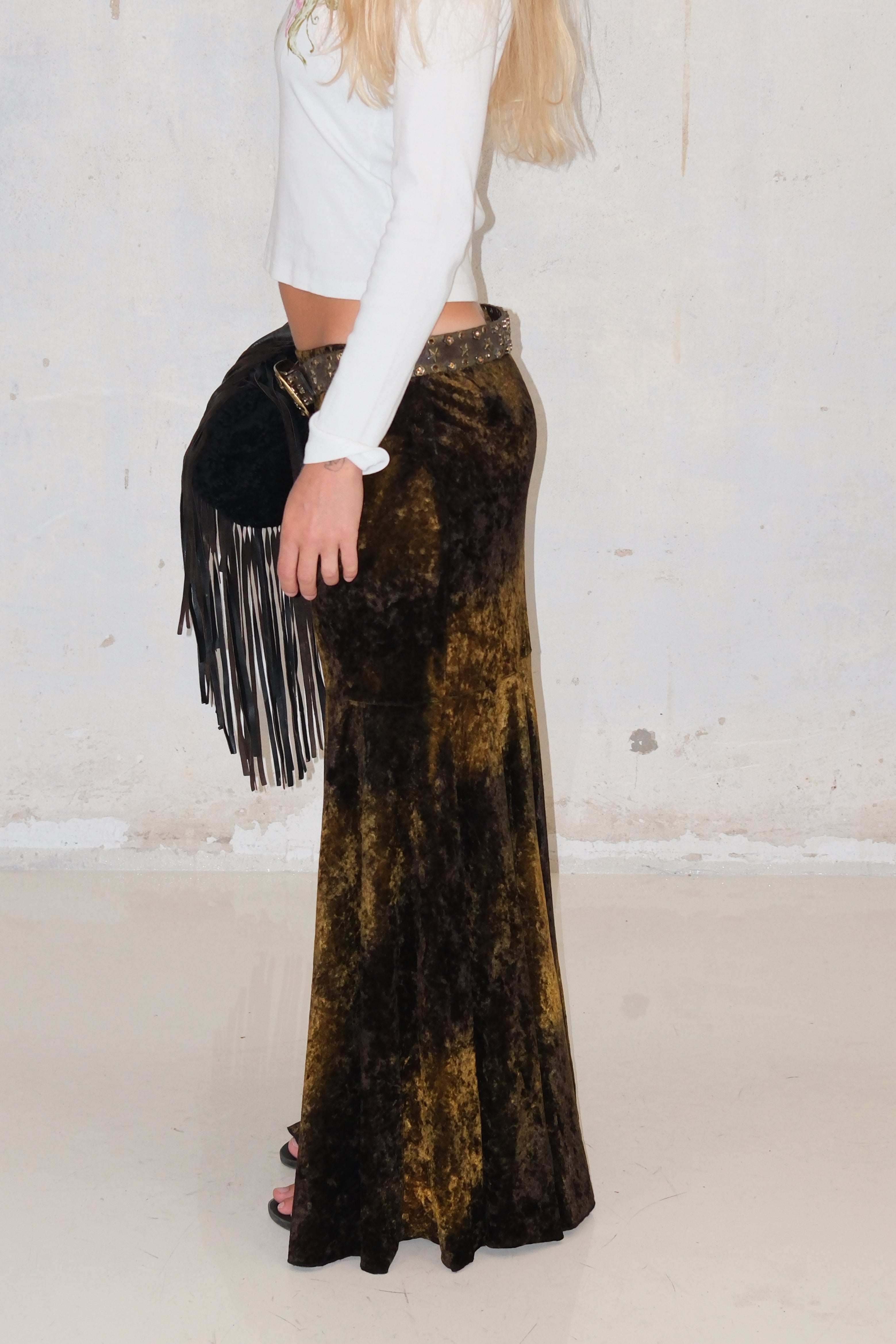 Velvet Maxi Low Skirt