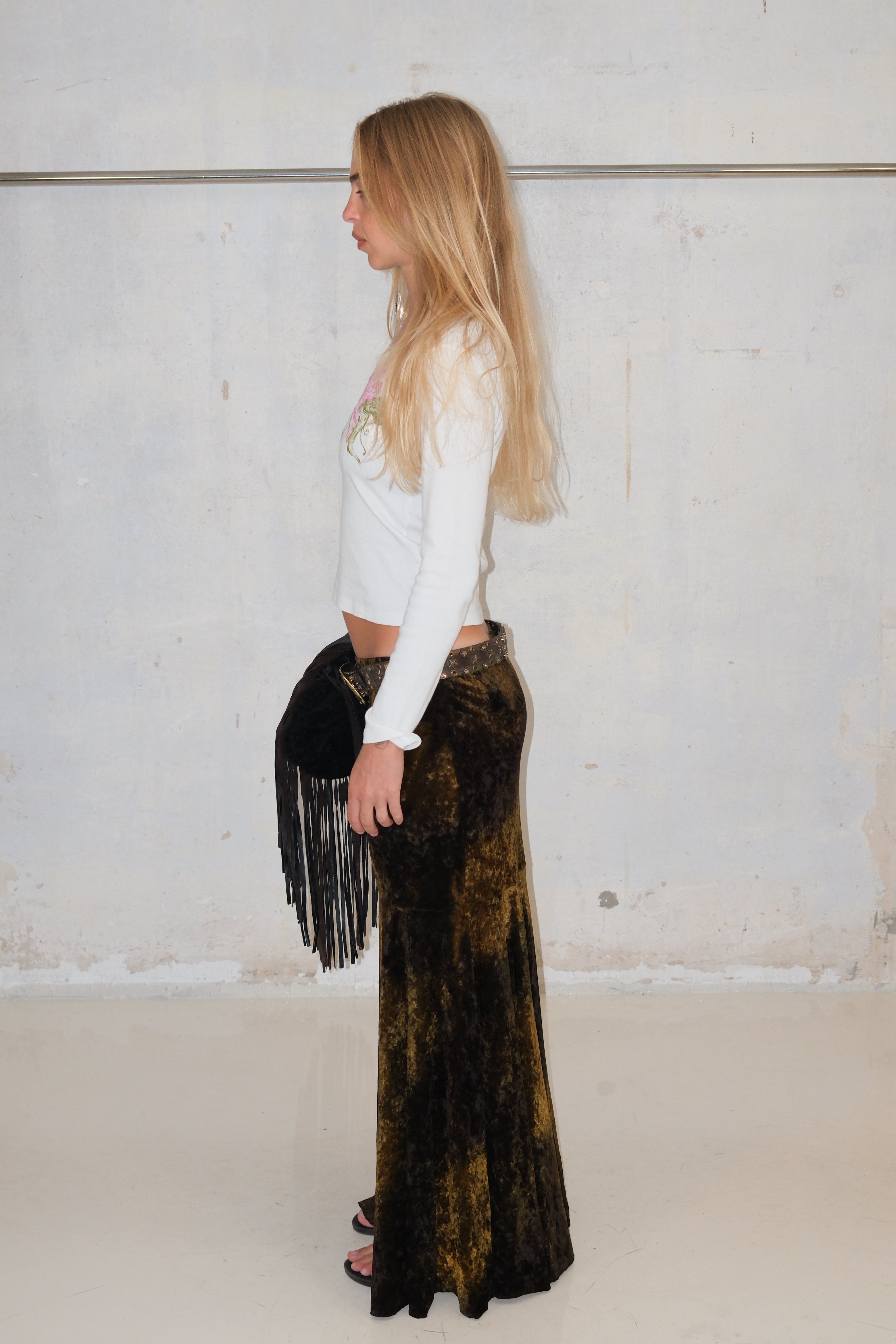 Velvet Maxi Low Skirt