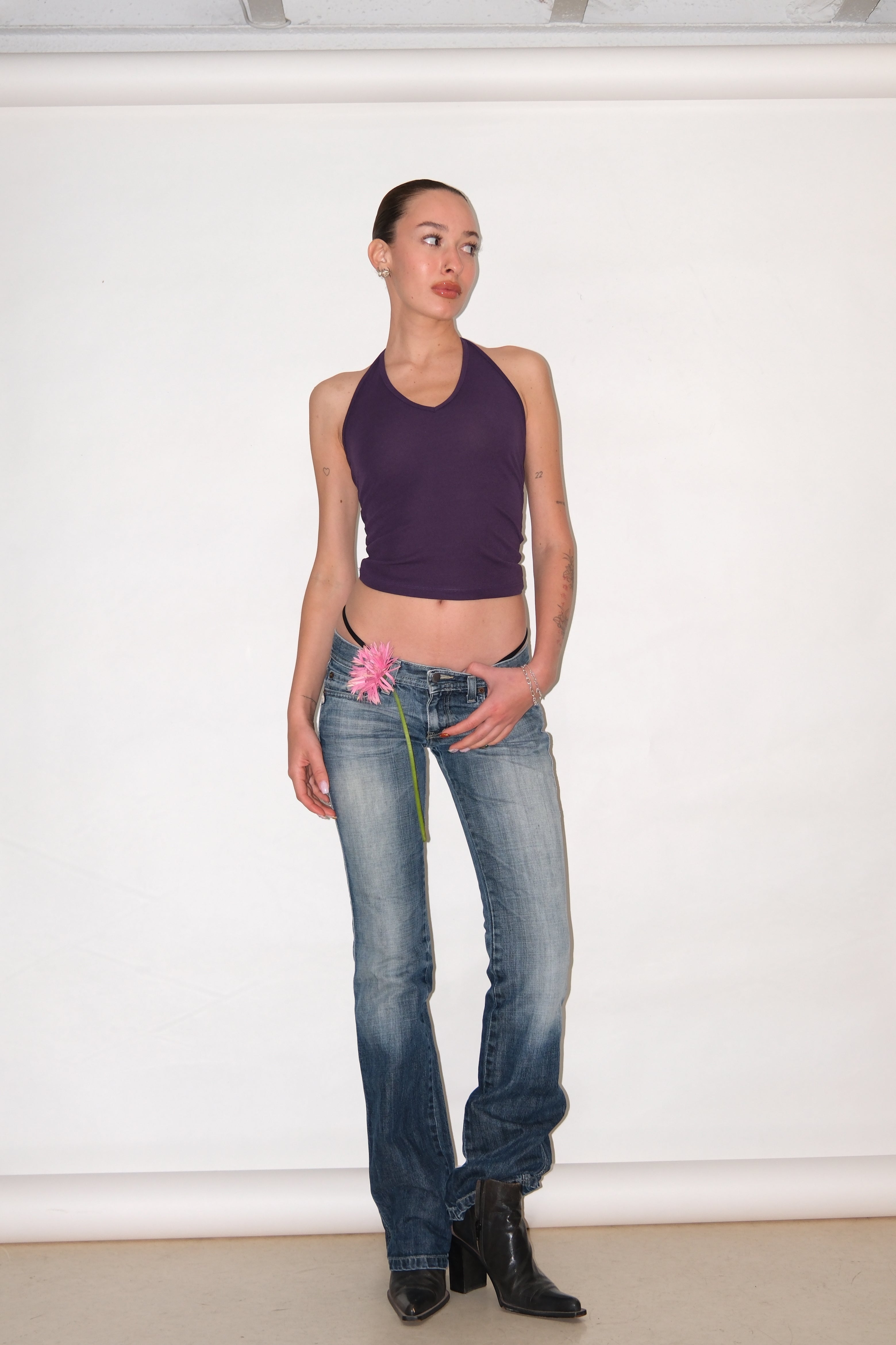DARK PURPLE HALTER TOP
