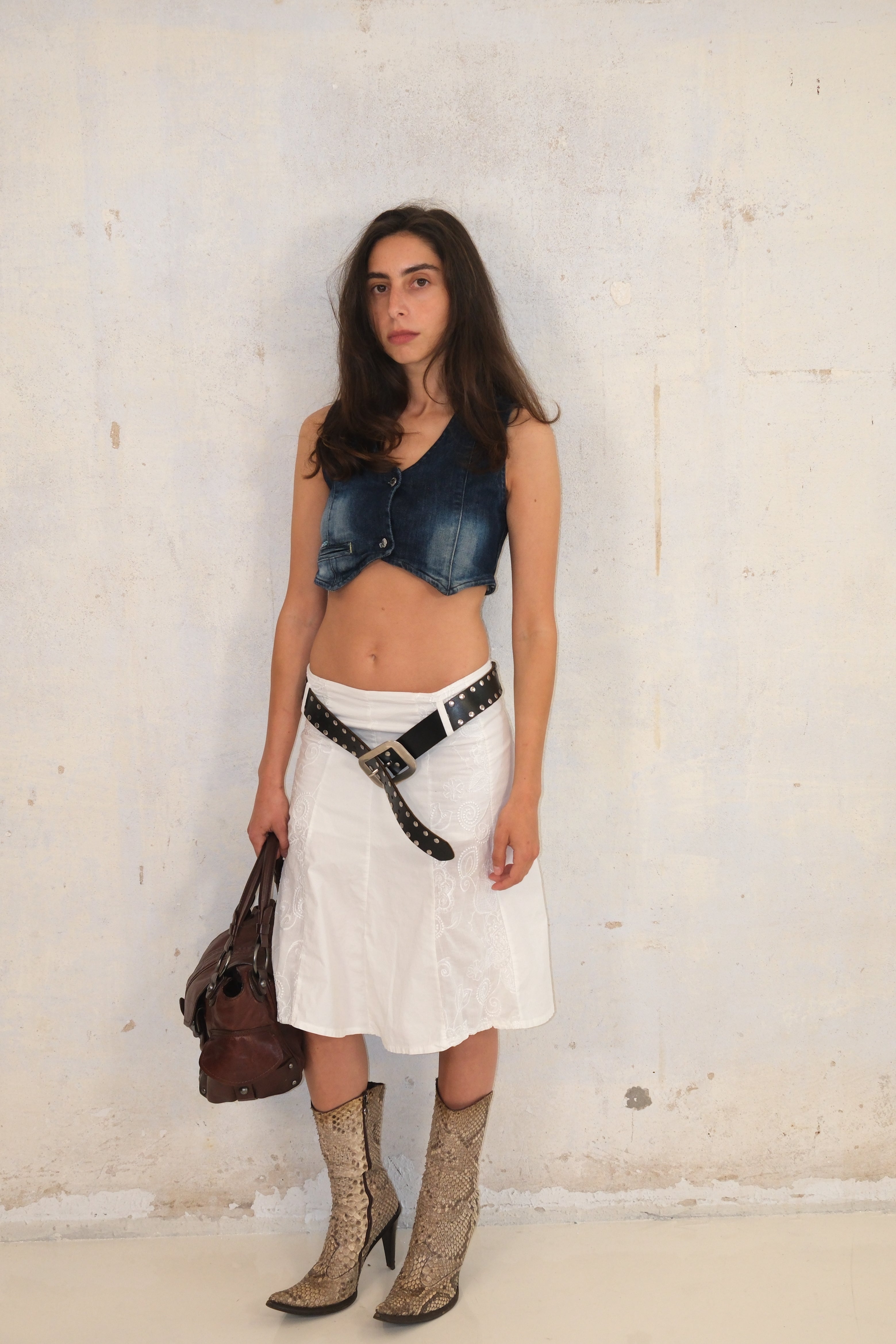 Tiny Cropped Denim Vest