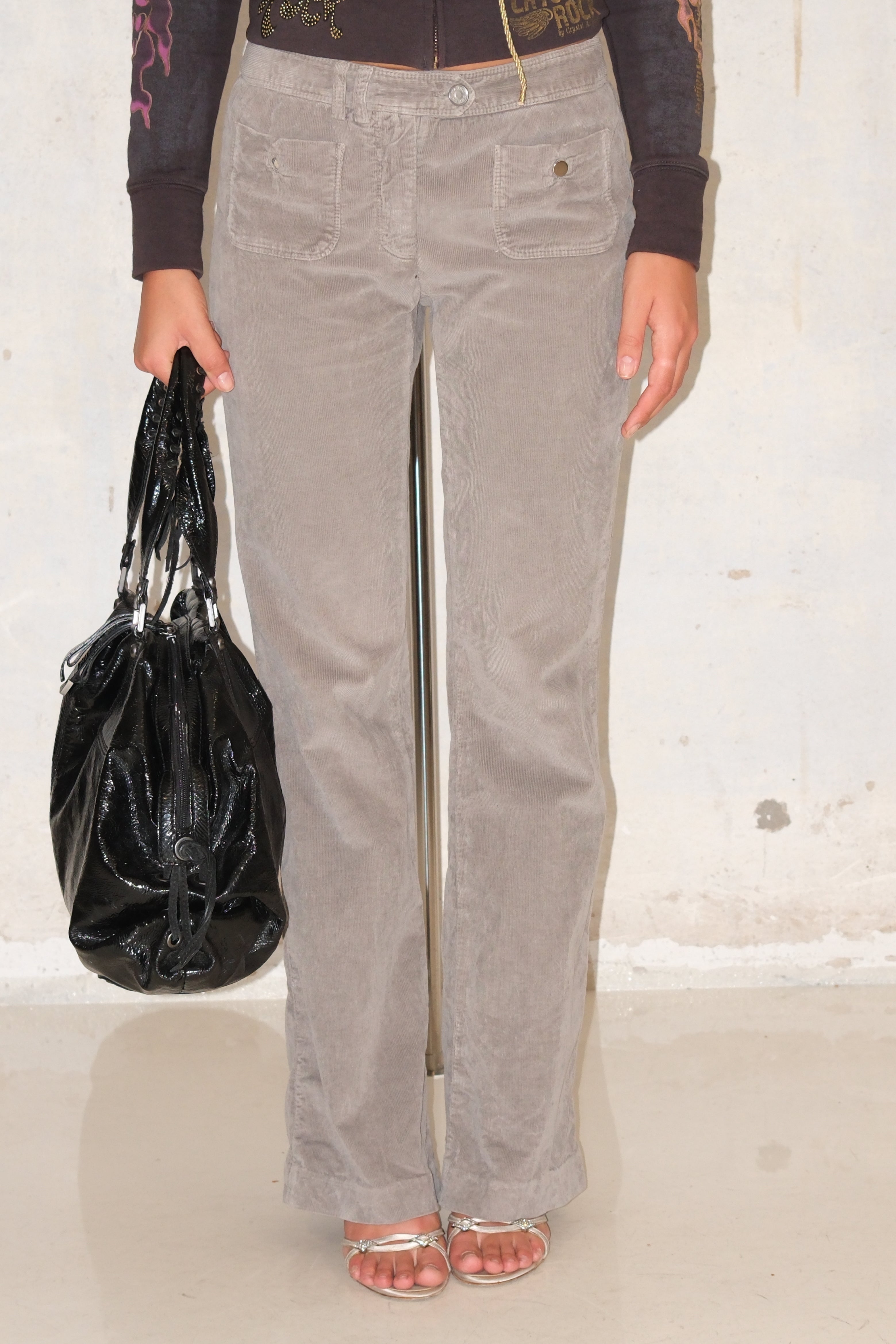 Light Gray Low-Rise Corduroy Pants Size 36-37