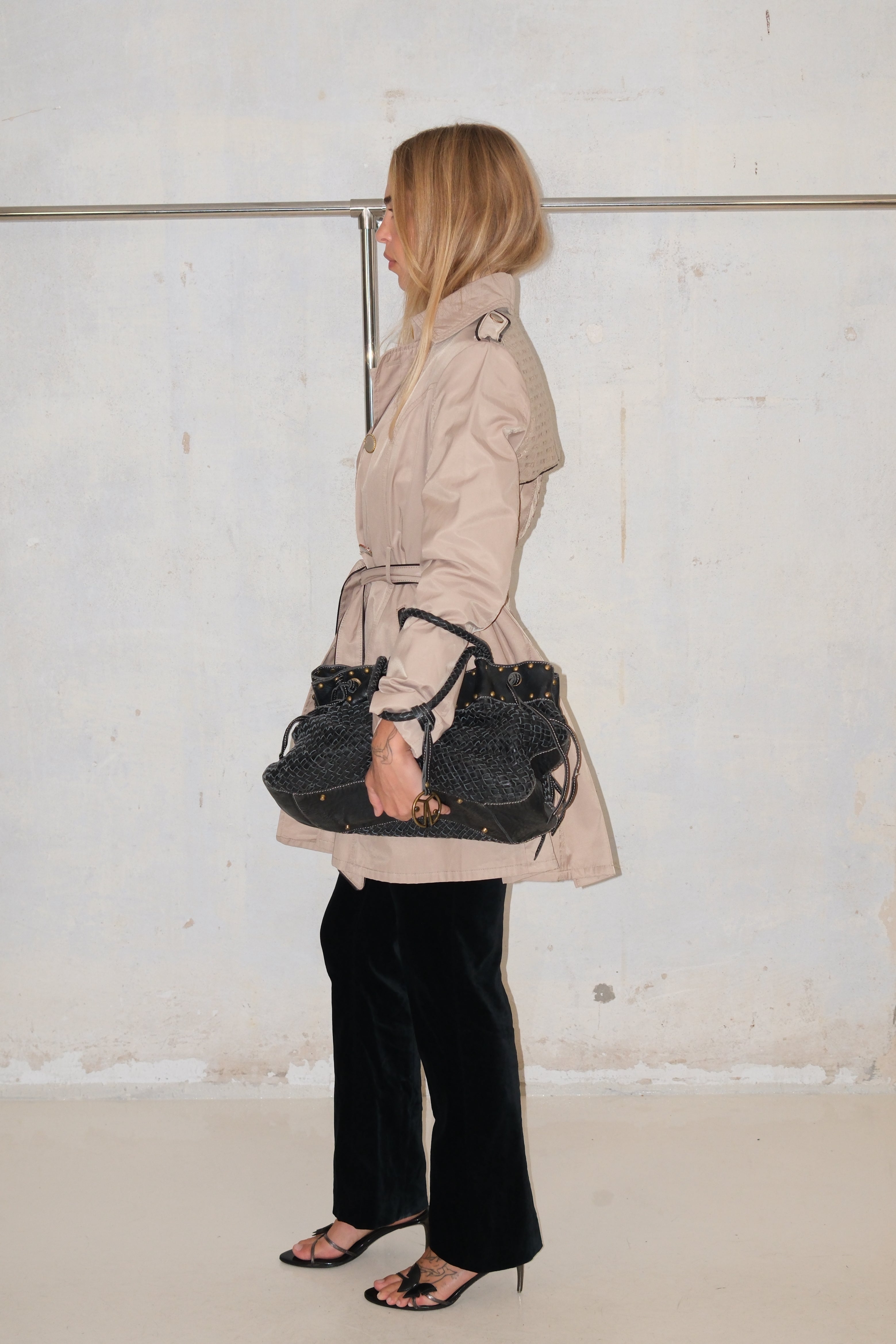 BETSY JOHNSON TRENCH COAT WITH CORSET DETAIL