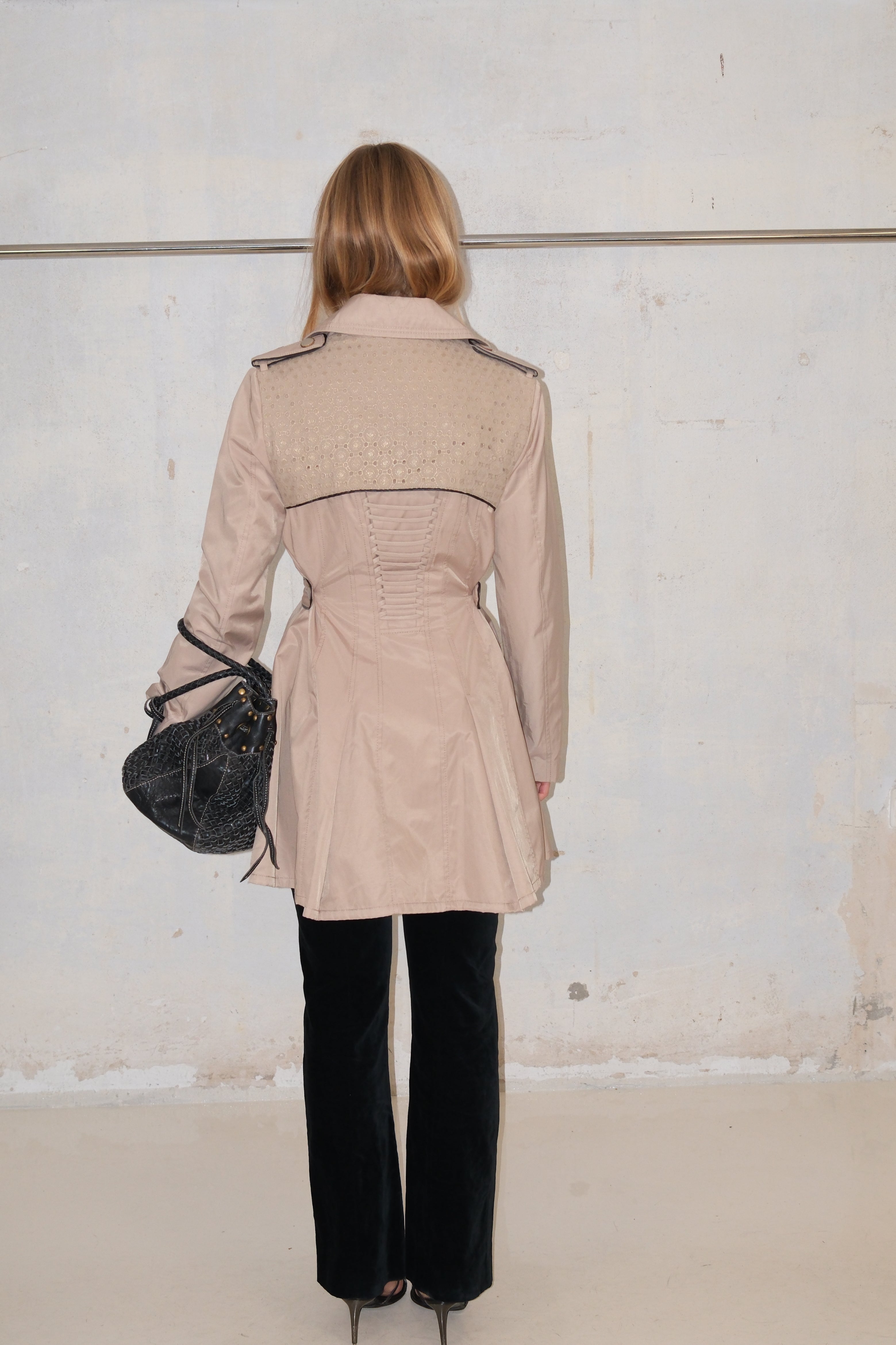 BETSY JOHNSON TRENCH COAT WITH CORSET DETAIL