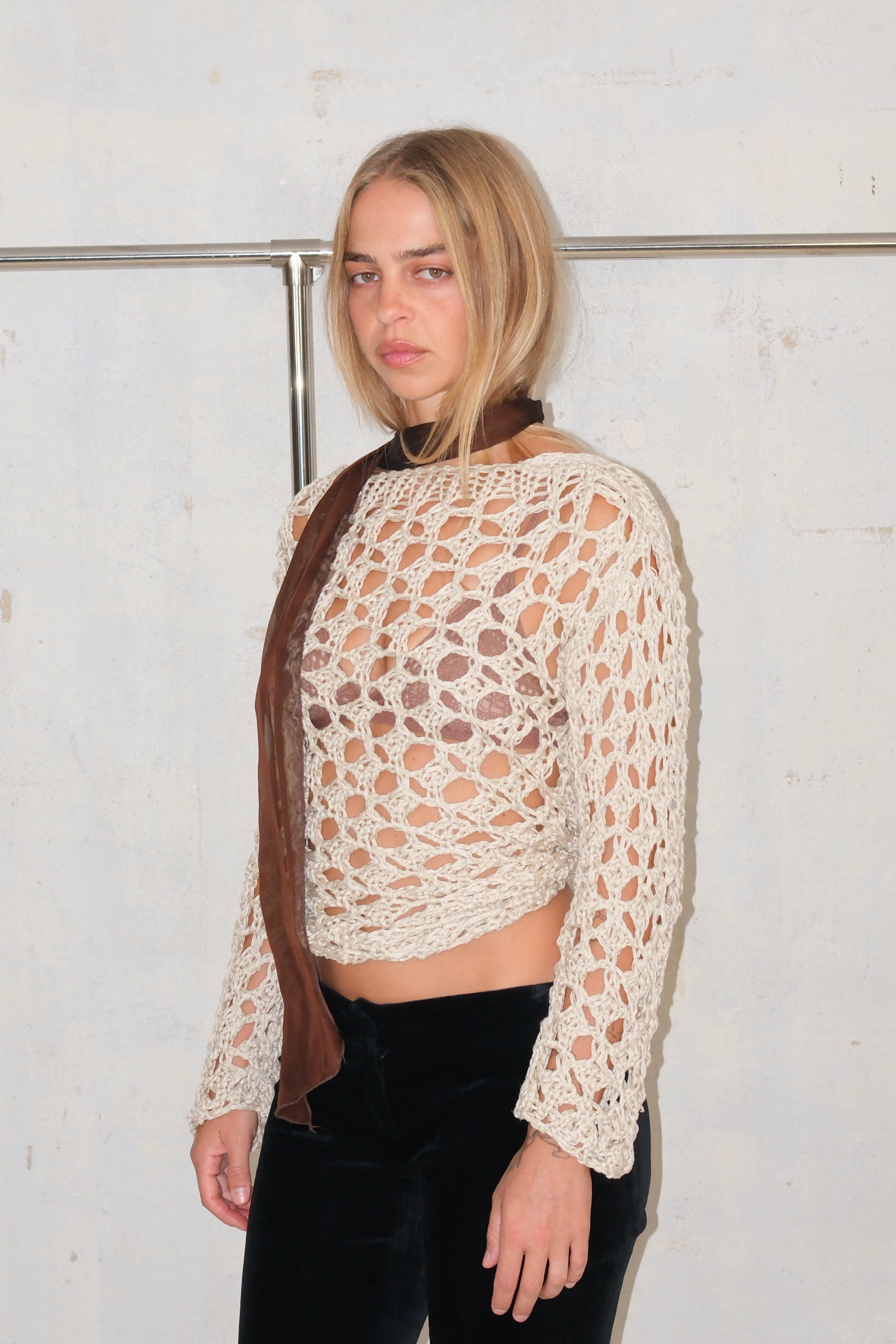 CROCHET CREAM CARDIGAN (CAN BE BOTH SIDES)