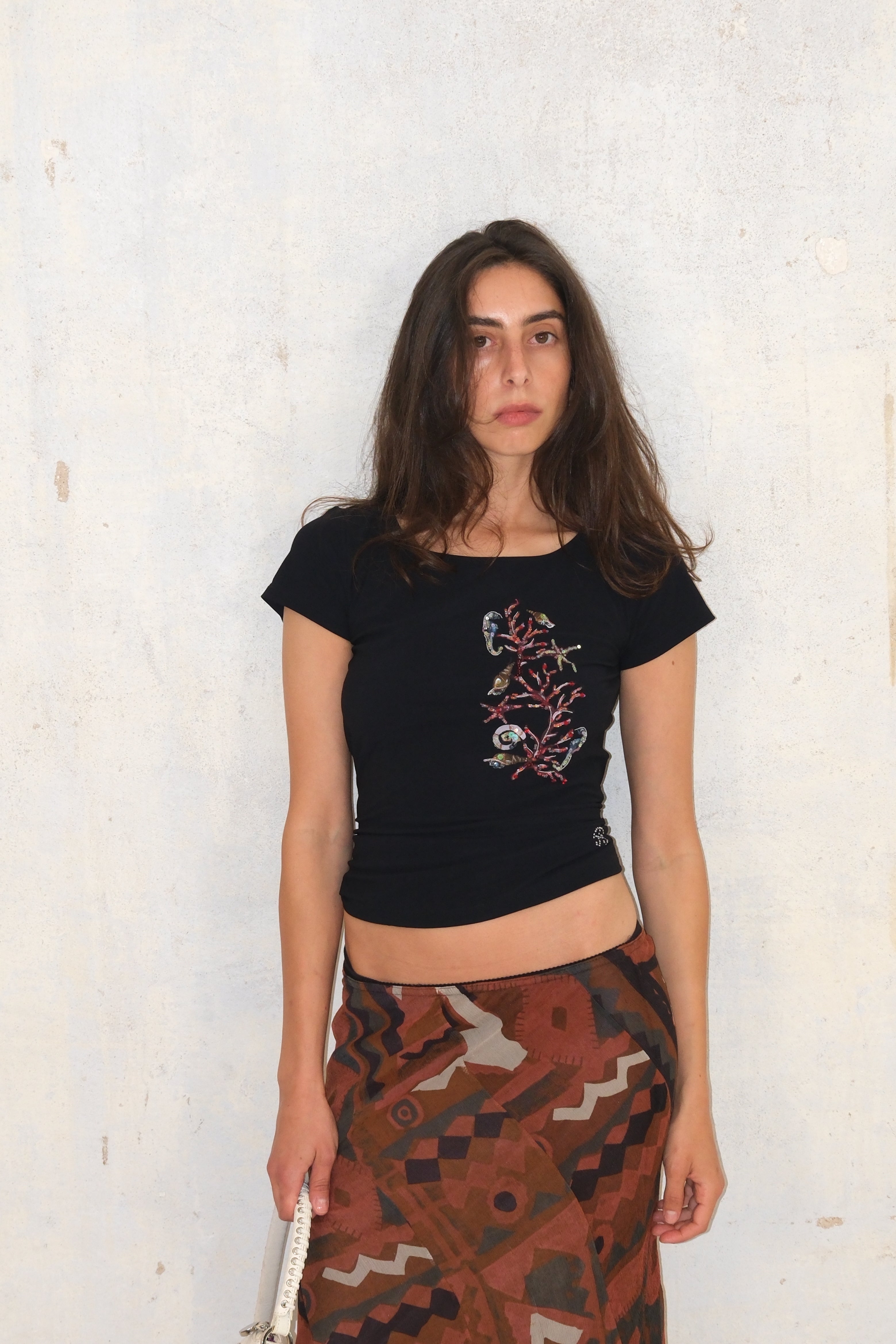 Blumarine Beachwear Black Shirt With Embellishments