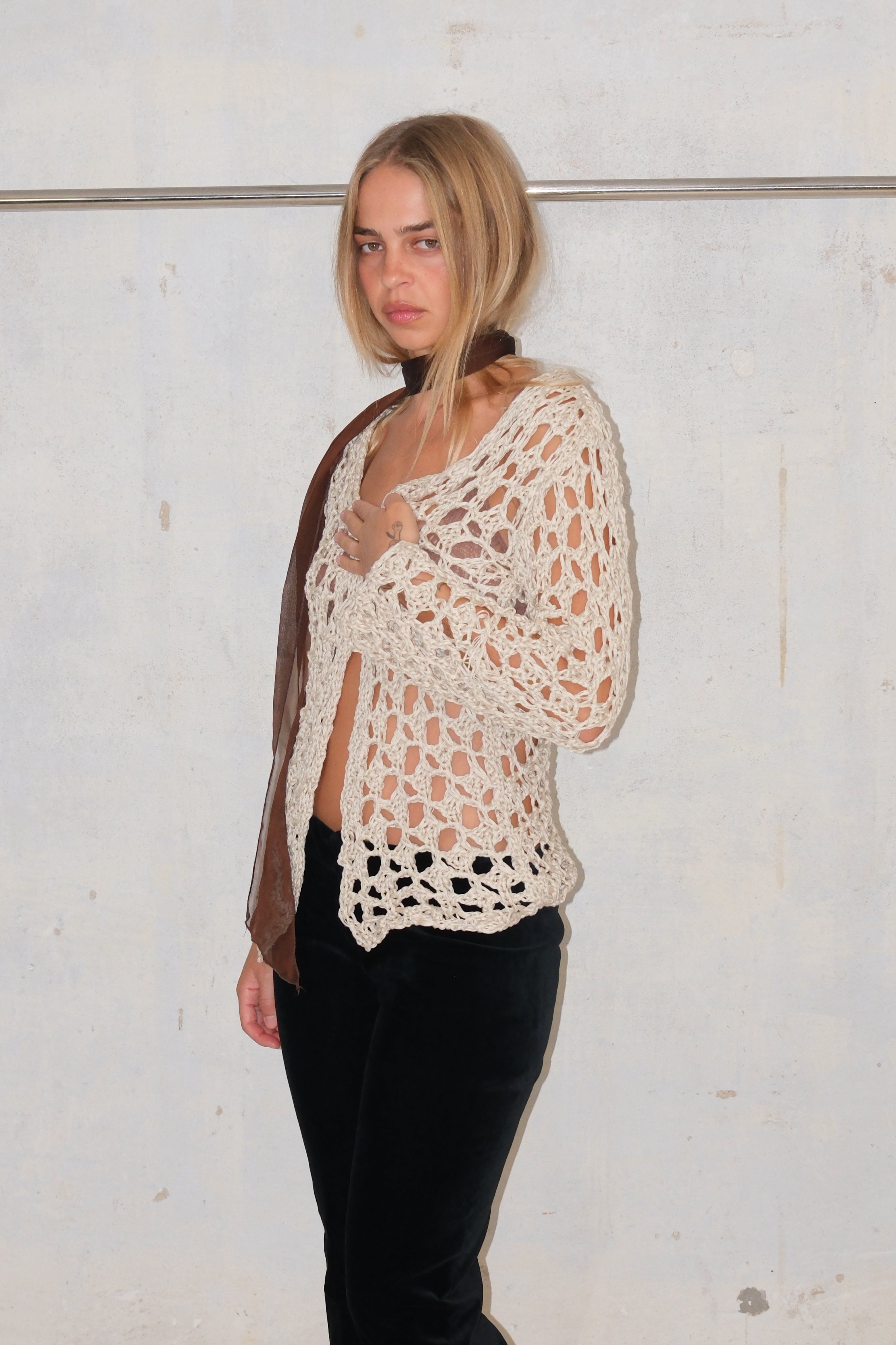 CROCHET CREAM CARDIGAN (CAN BE BOTH SIDES)