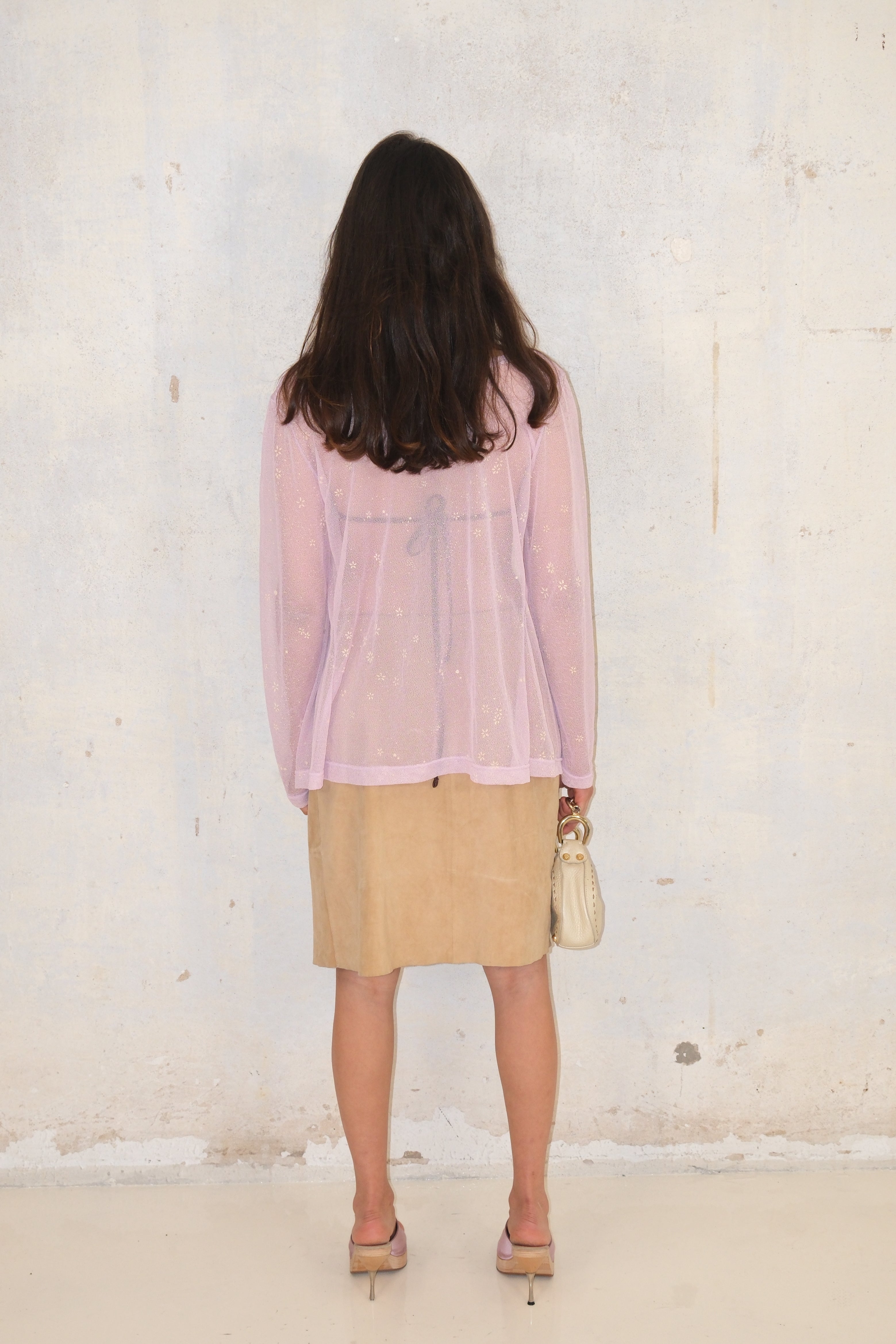 Sheer Button-Up Purple Cover-Up
