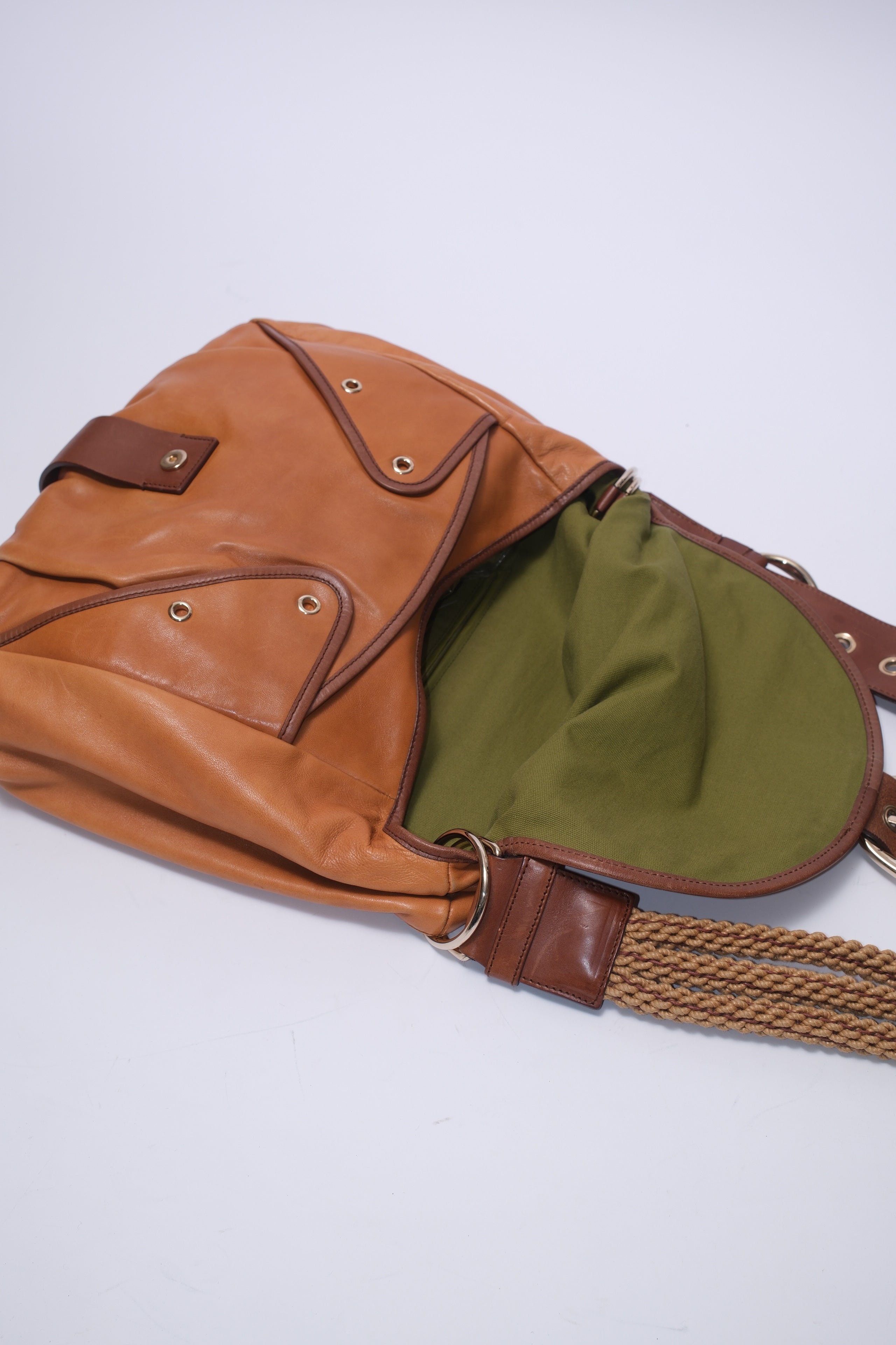 YSL long strap crossbody leather bag with straw strap and gold metals