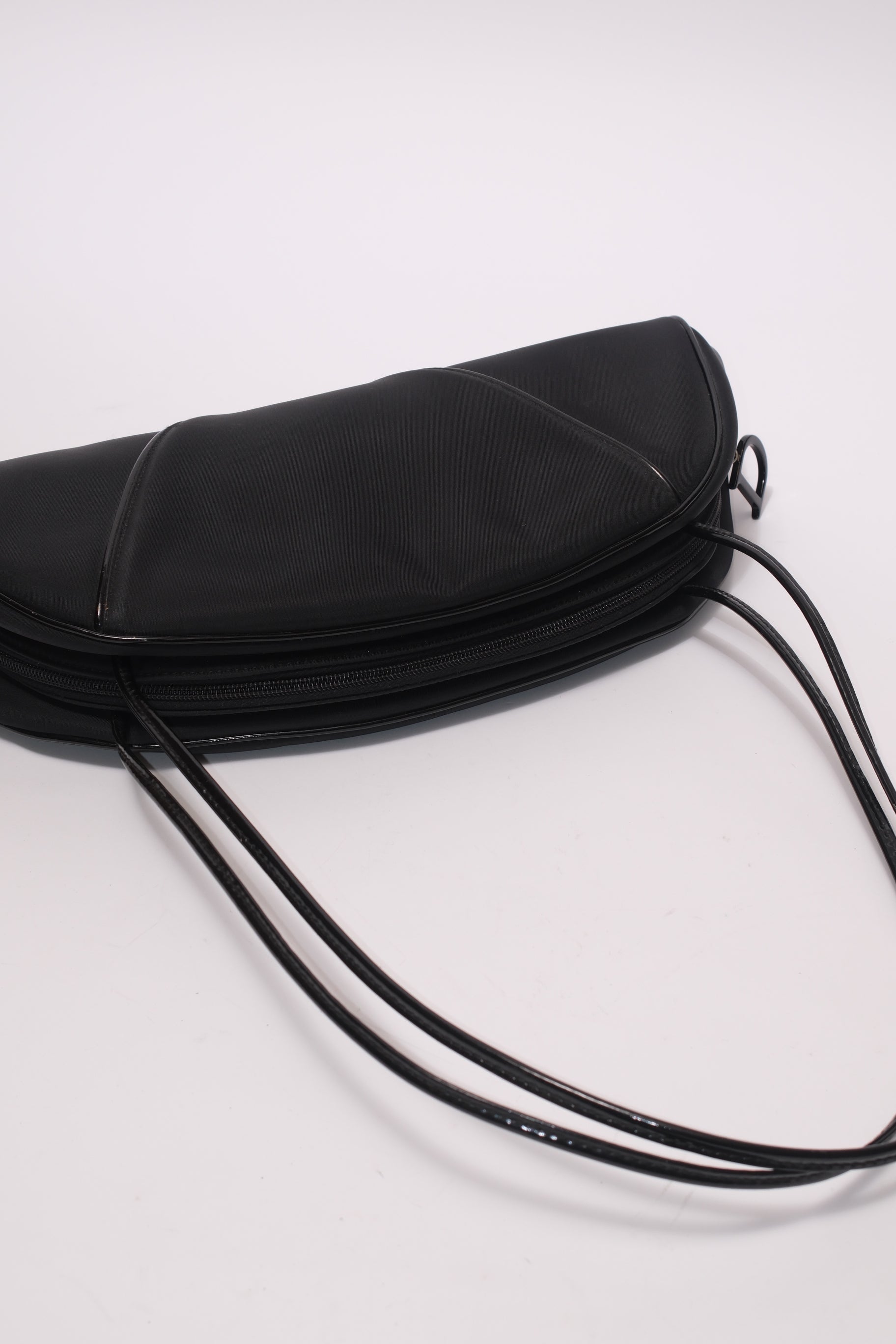 Christian Dior nylon and leather shoulder bag with D opener logo