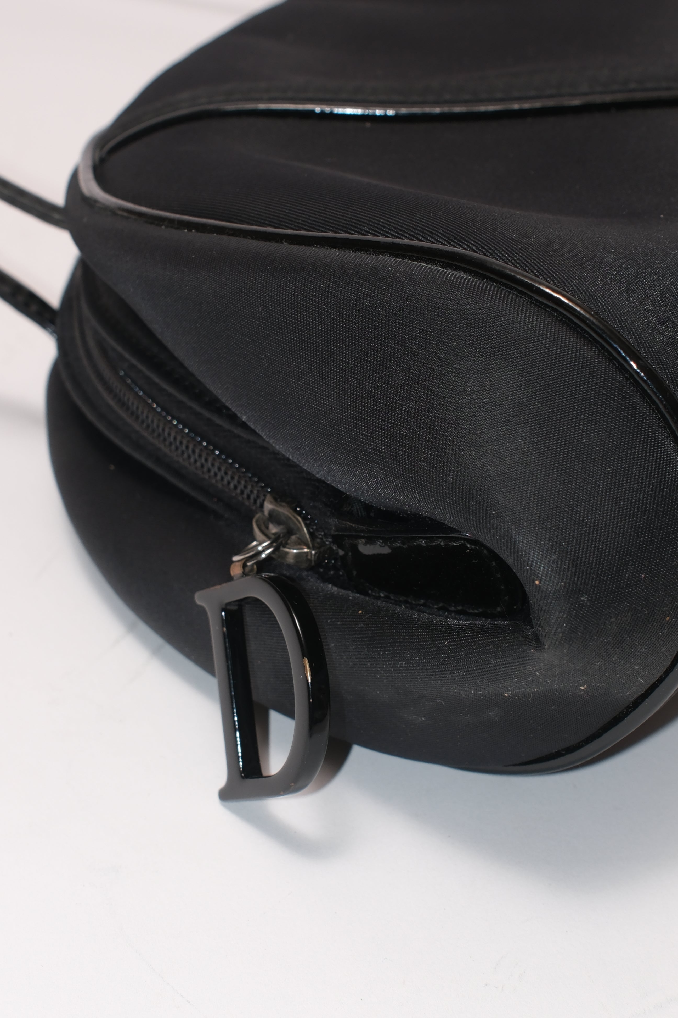 Christian Dior nylon and leather shoulder bag with D opener logo