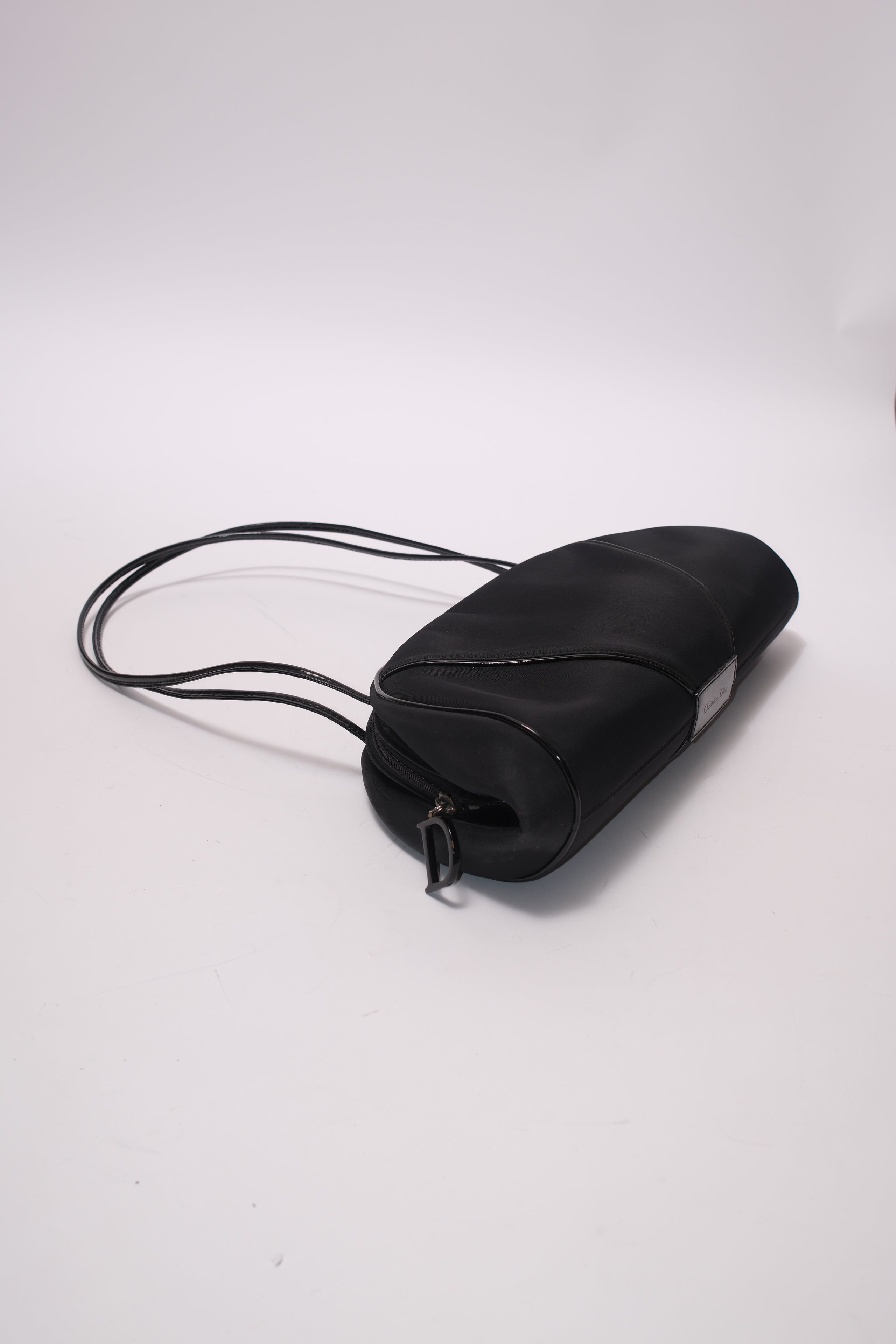 Christian Dior nylon and leather shoulder bag with D opener logo