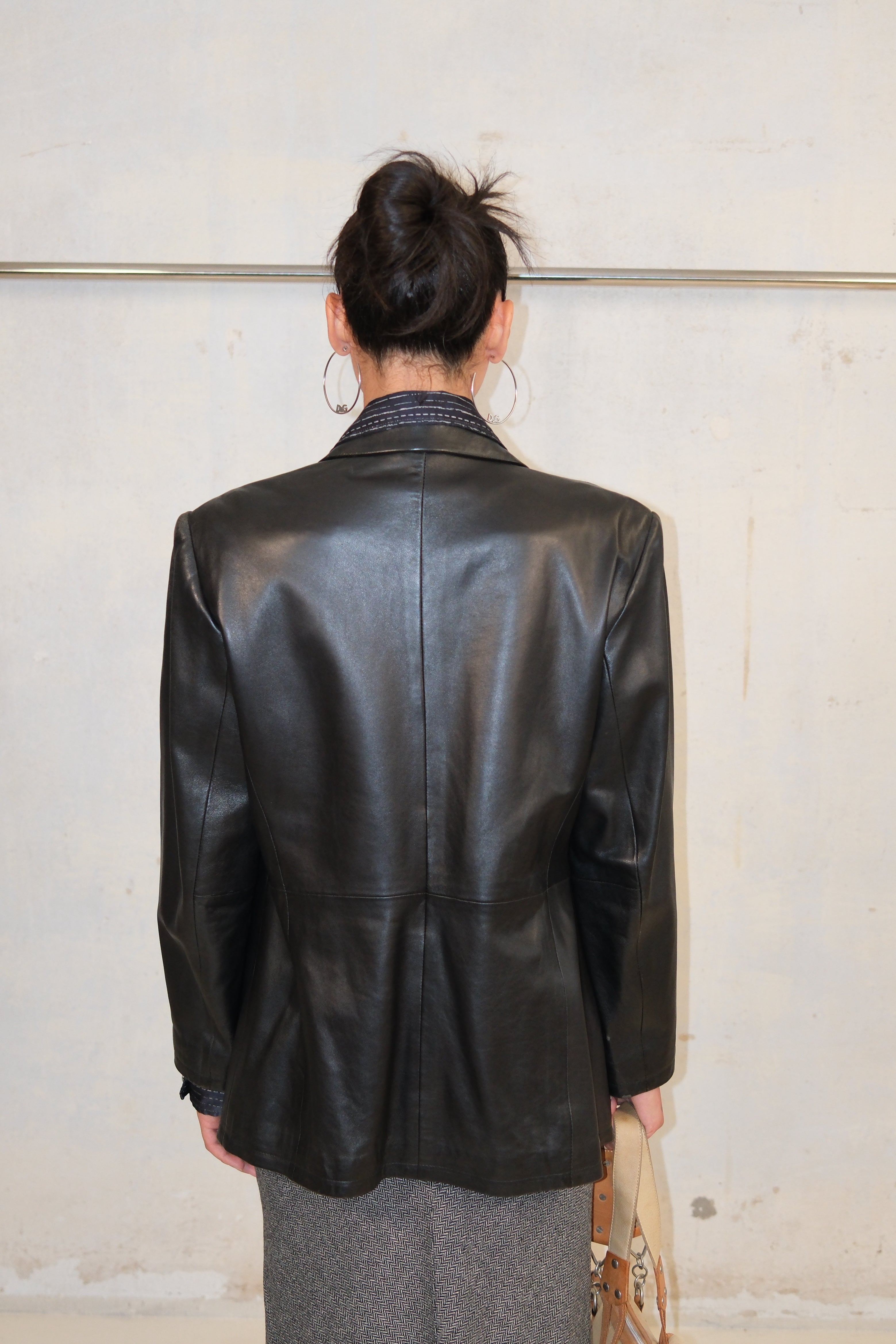 Black Boxy Leather Jackets With Buttons