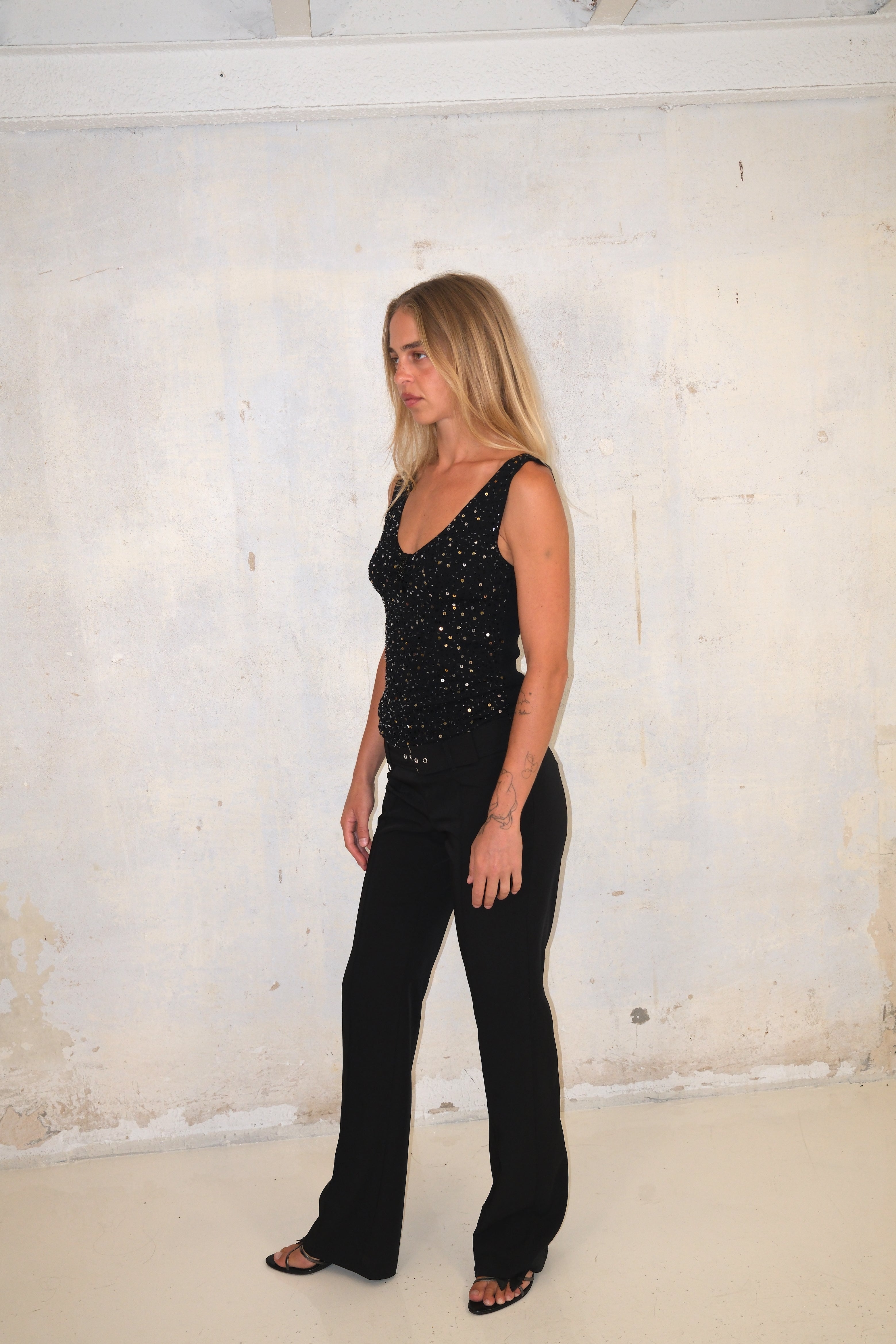 Shiny Black Tank Top