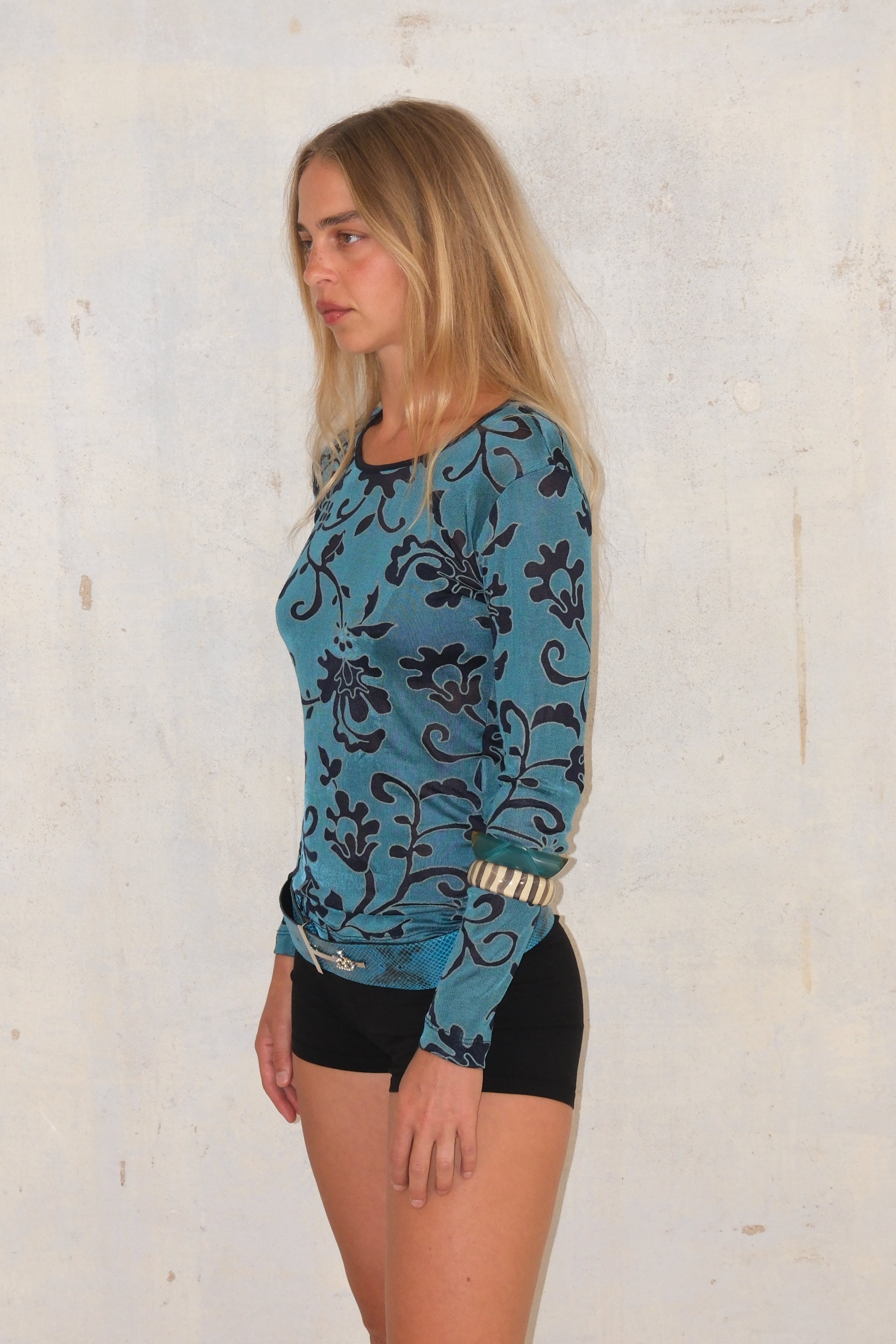 Fitted Blue Shirt With Print