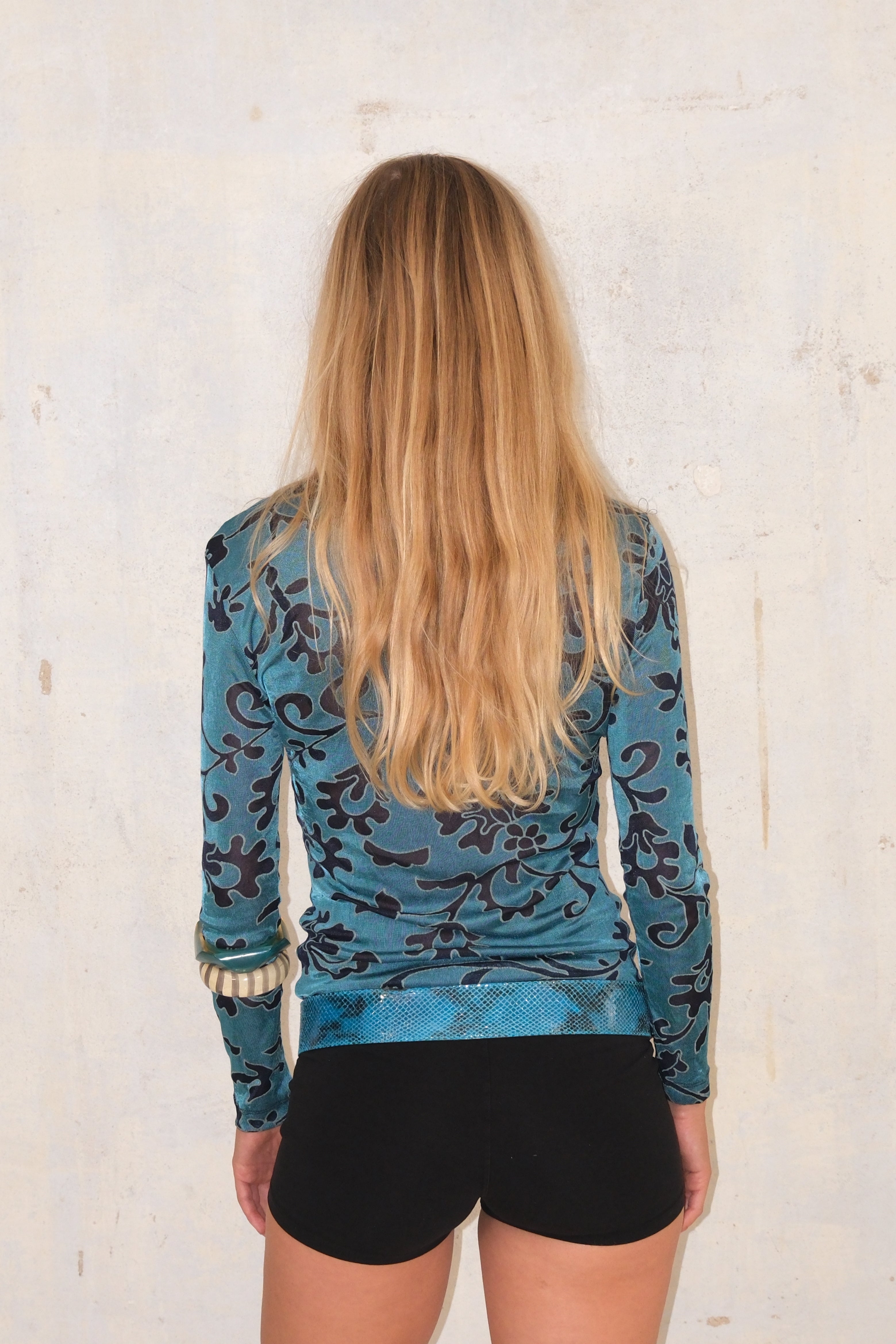 Fitted Blue Shirt With Print