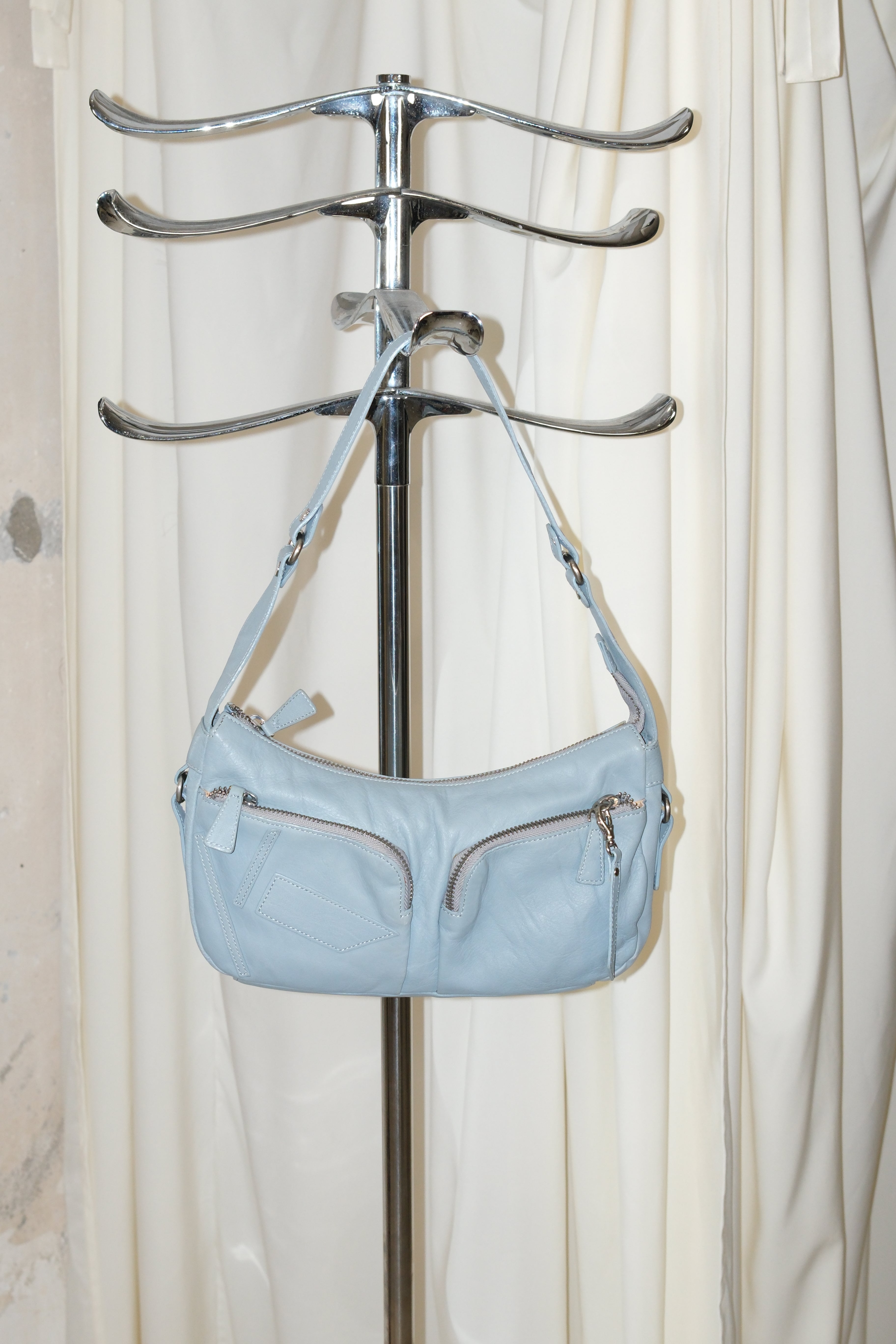krizia cloud baby blue leather bag