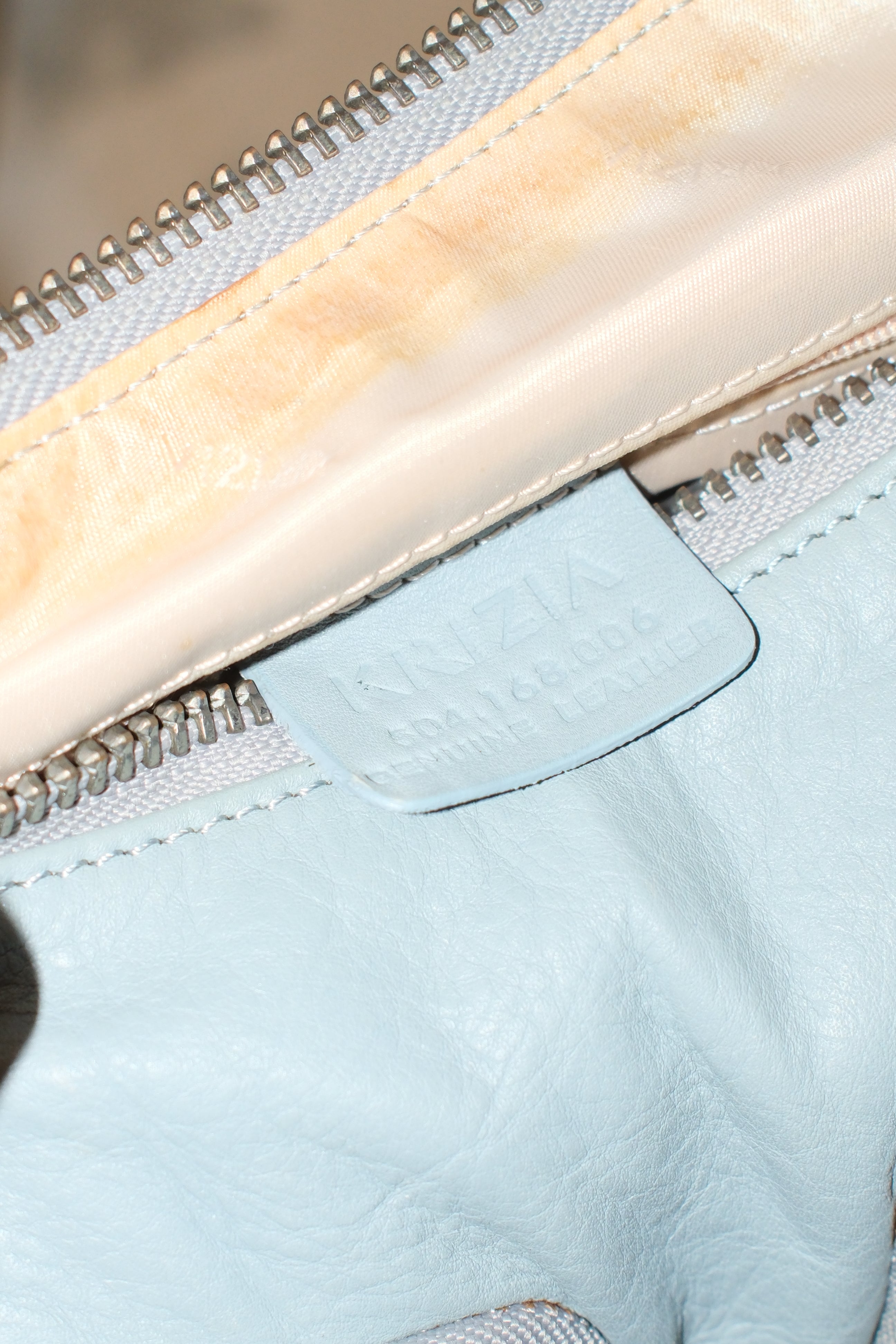 krizia cloud baby blue leather bag