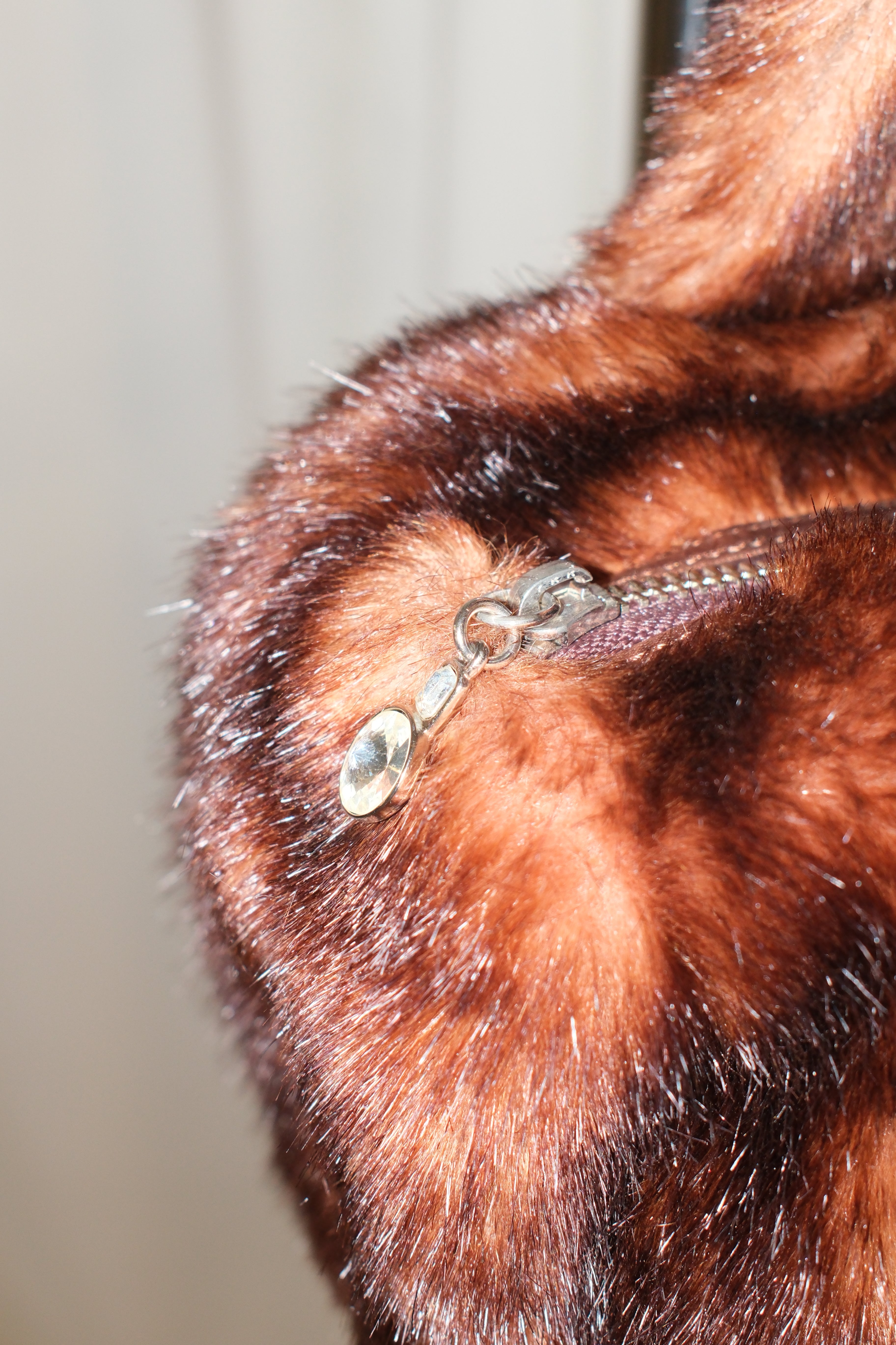 SONIA RYKIEL FAUX FUR BAG WITH CRYSTAL CHAIN