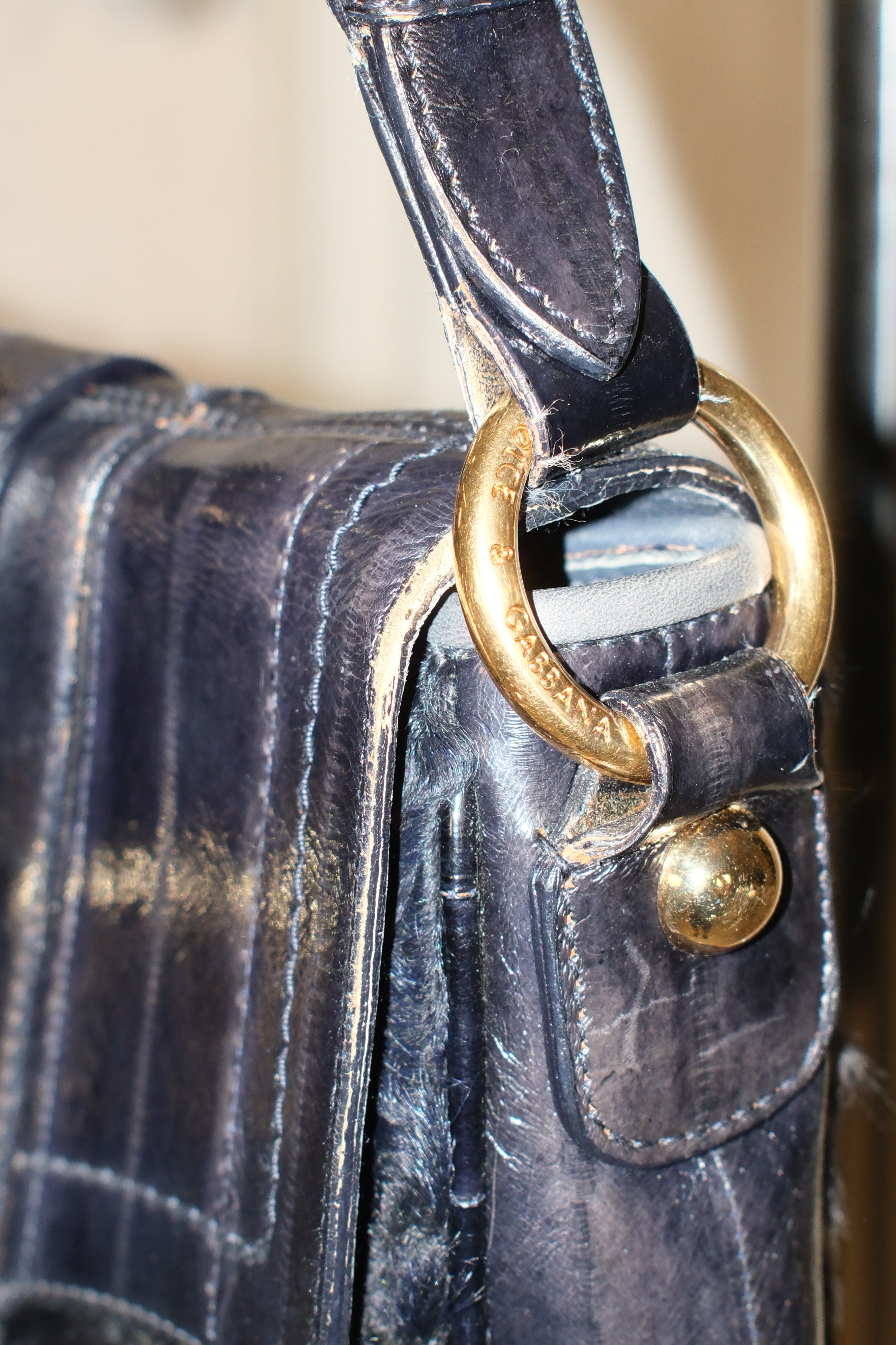 2004 DOLCE GABBANA LEATHER AND FUR SHOULDER BAG